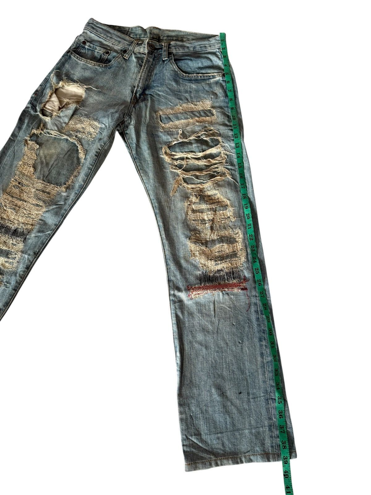 Japanese Brand Japanese Ykk New Max Faded Distressed Rare Design Denim Size US 29 - 24 Thumbnail