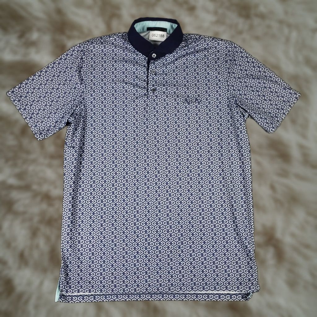Vintage Greyson Polo Shirt Mens M Blue Geometric Performance Golf Wolf Size US M / EU 48-50 / 2 - 1 Thumbnail