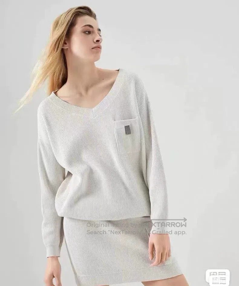 Brunello Cucinelli Brunello Cucinelli Blue Knit Sweater Size S / US 4 / IT 40 - 7 Thumbnail