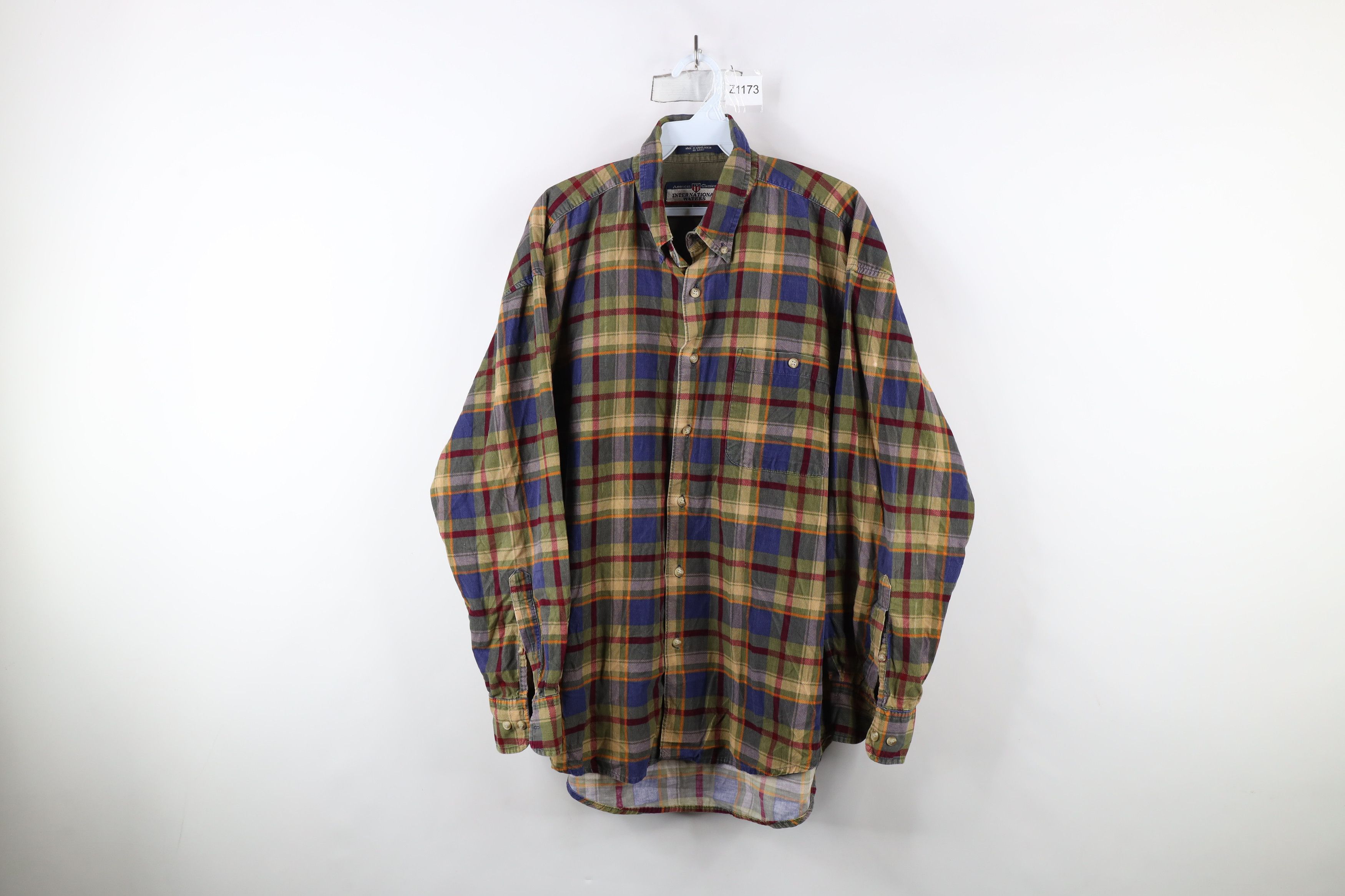 Vintage Vintage 90s Streetwear Plaid Corduroy Button Down Shirt Size US L / EU 52-54 / 3 - 1 Thumbnail