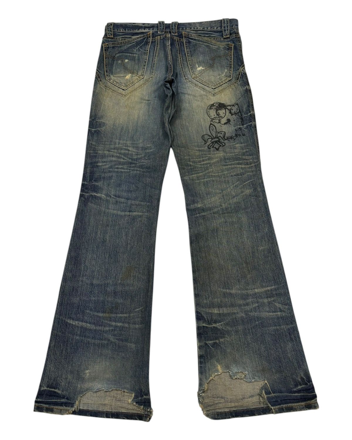 14th Addiction FLARE ARCHIVE‼️SEMANTIC DESIGN CHAOS DISTRESSED FLARED DENIM Size US 32 / EU 48 - 3 Thumbnail