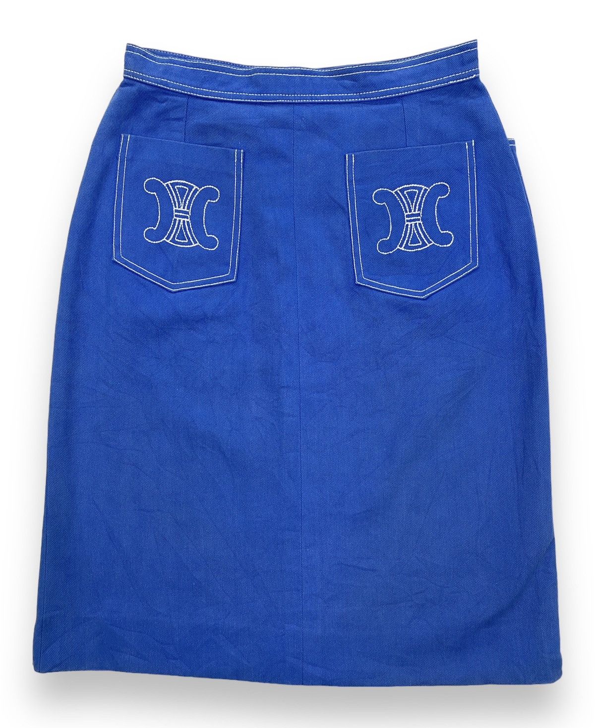 image of Archival Clothing x Celine Vintage Celine Jean’S Dirty Skirt in Blue, Women's (Size 26)