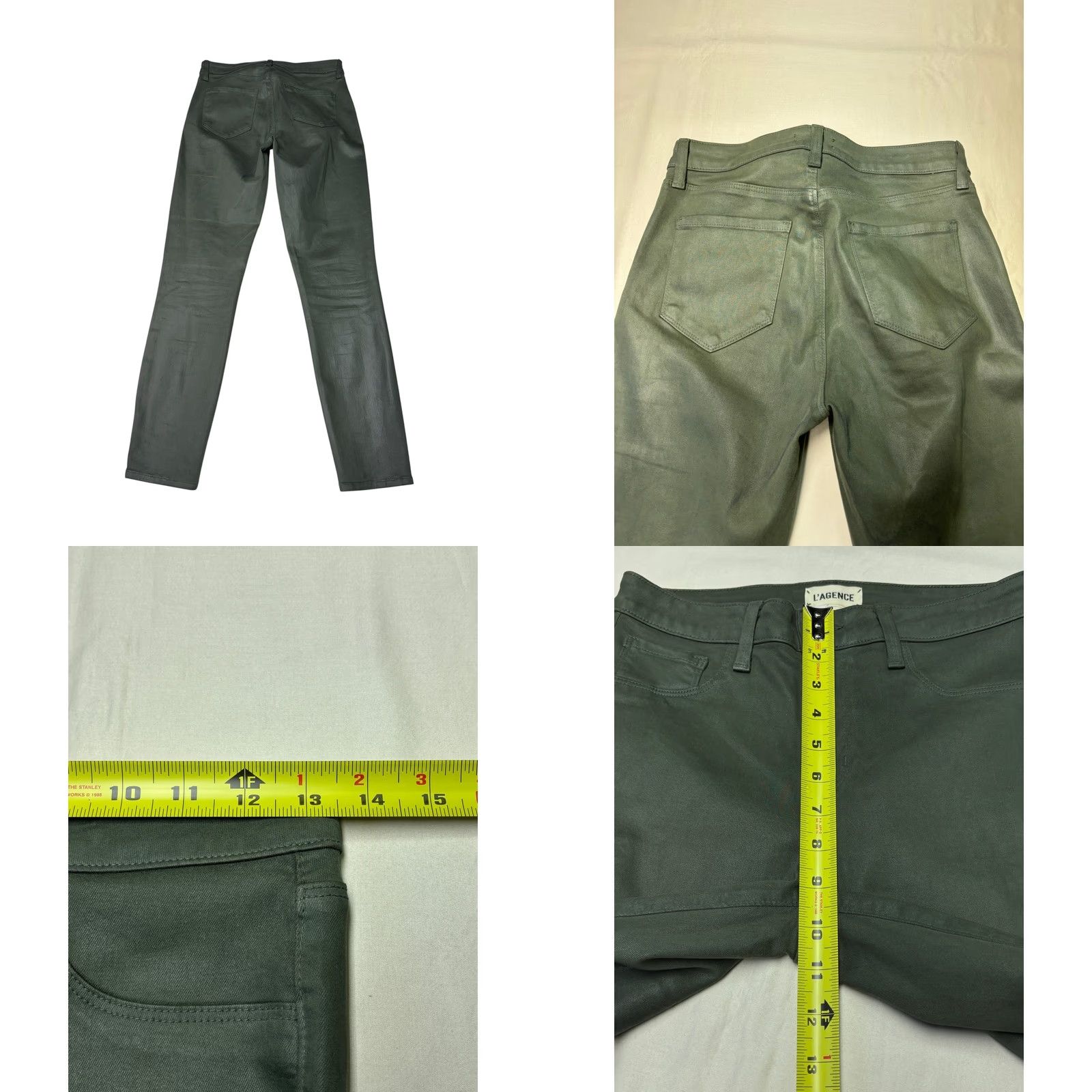 L'AGENCE VINTAGE L'AGENCE Margot High Rise Skinny Jeans Beetle Coated Olive Green Size 26X26 Size 26" / US 2 / IT 38 - 8 Thumbnail