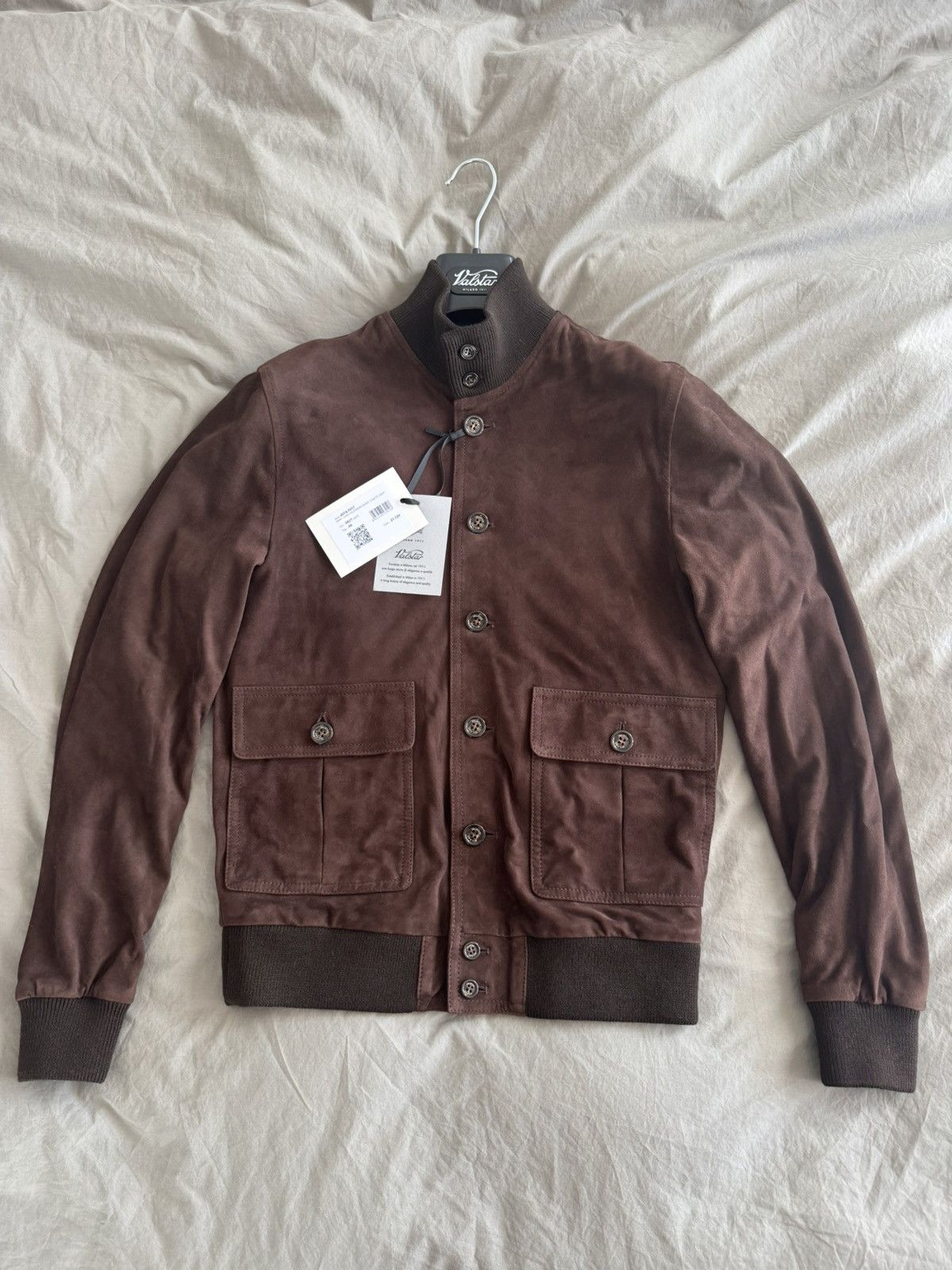Valstar NWT Lined Valstarino Bomber Jacket in Suede Leather - Caffe Size US S / EU 44-46 / 1 - 1 Thumbnail