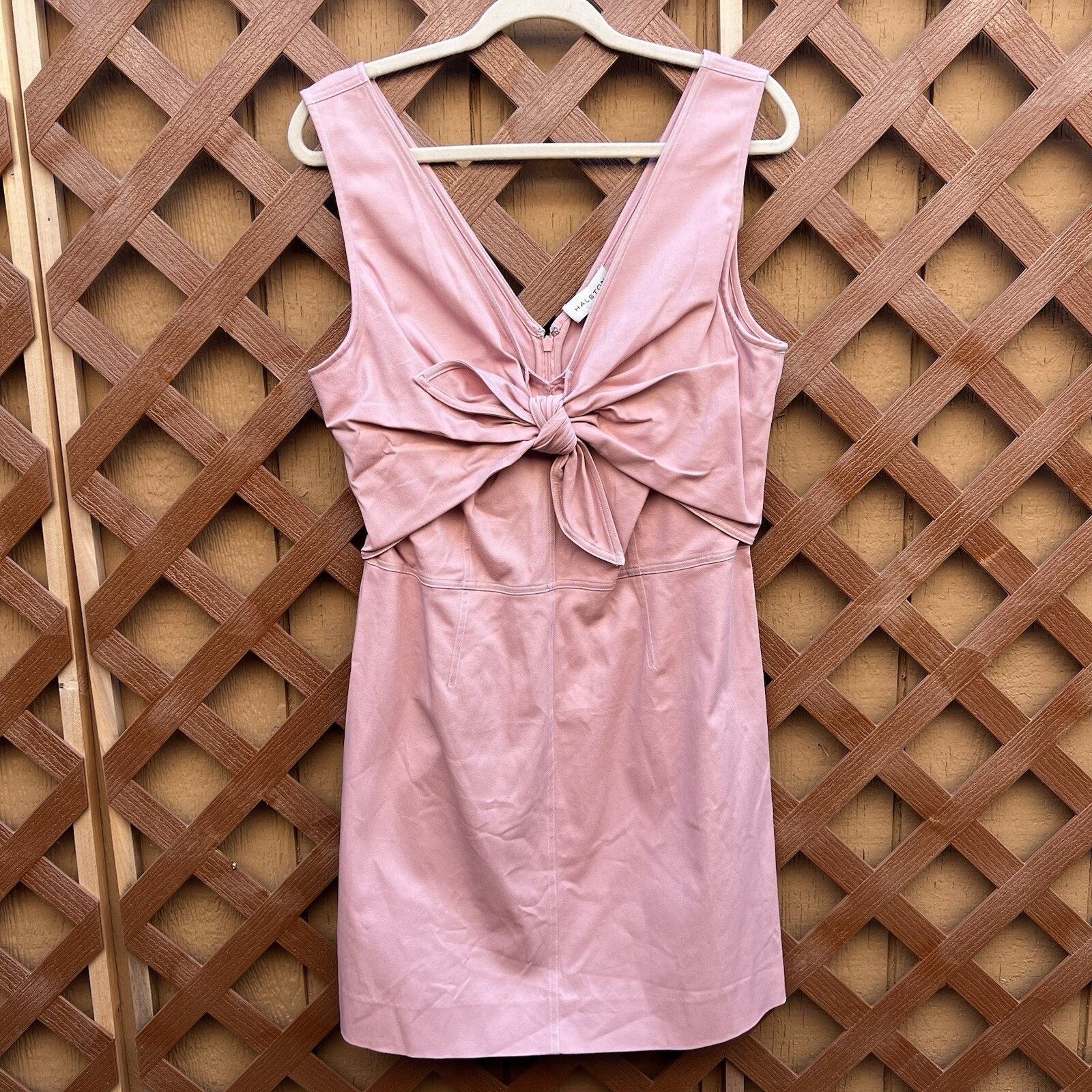 Halston NWT $445 (12) Halston A-line Minidress Twist Front Baby Pink Size XL / US 12-14 / IT 48-50 - 4 Thumbnail
