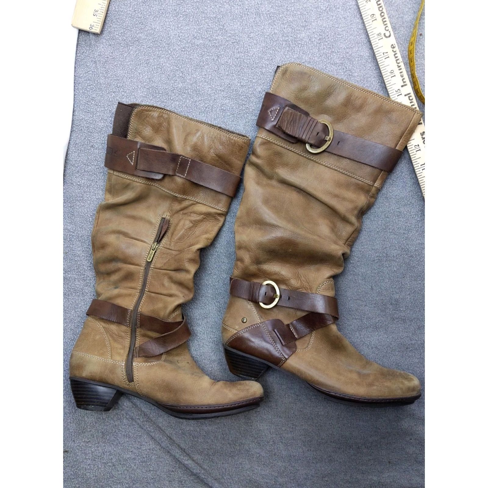 Vintage Pikolinos Boots Womens Size 9 Brown Leather Tall Slouch Buckle Zip Riding Boot Size US 10 / IT 40 - 4 Thumbnail