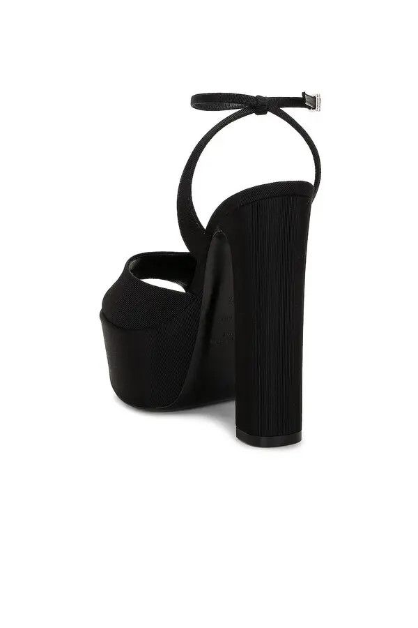 Saint Laurent Paris o1bcso1str0226 Jodie Platform Sandals In Grosgrain in Black Size US 10 / IT 40 - 3 Thumbnail