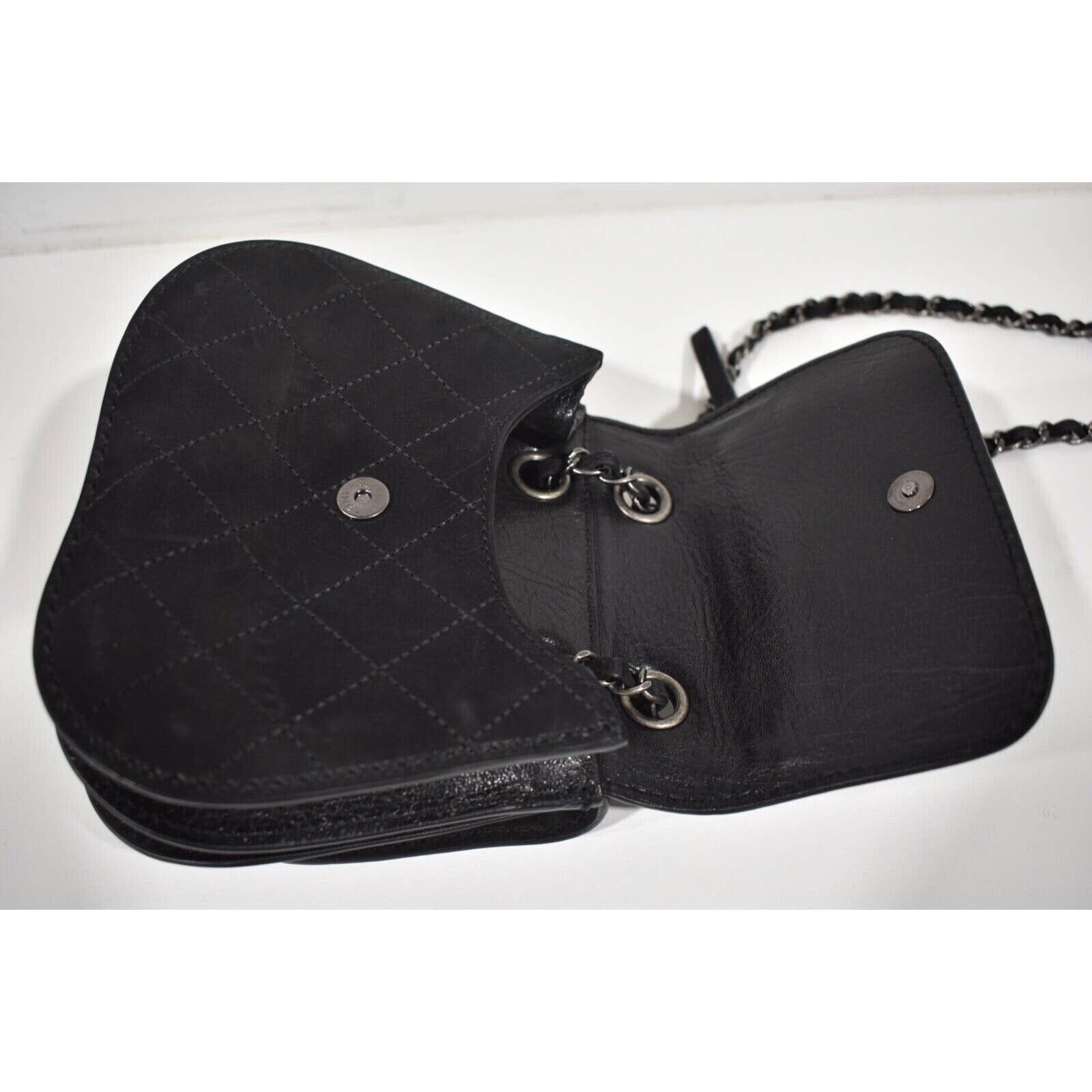 Chanel Chanel 13P Black Nubuck Mini Quilted Chain Crossbody Bag Size ONE SIZE - 10 Thumbnail