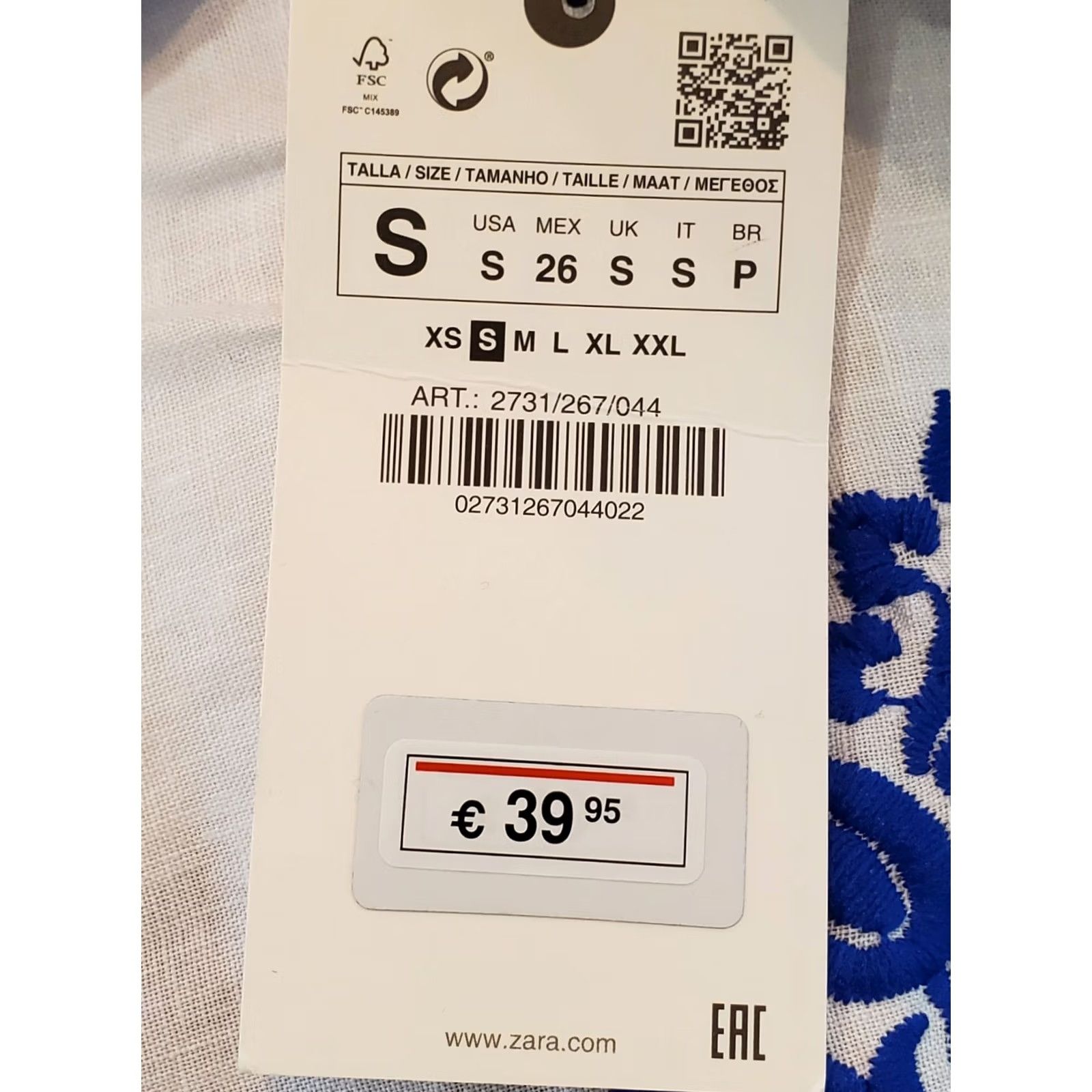 Zara ZARA Embroidered Midi Linen Skirt White/Blue Women's S New With Tags NWT Size 28" / US 6 / IT 42 - 8 Thumbnail
