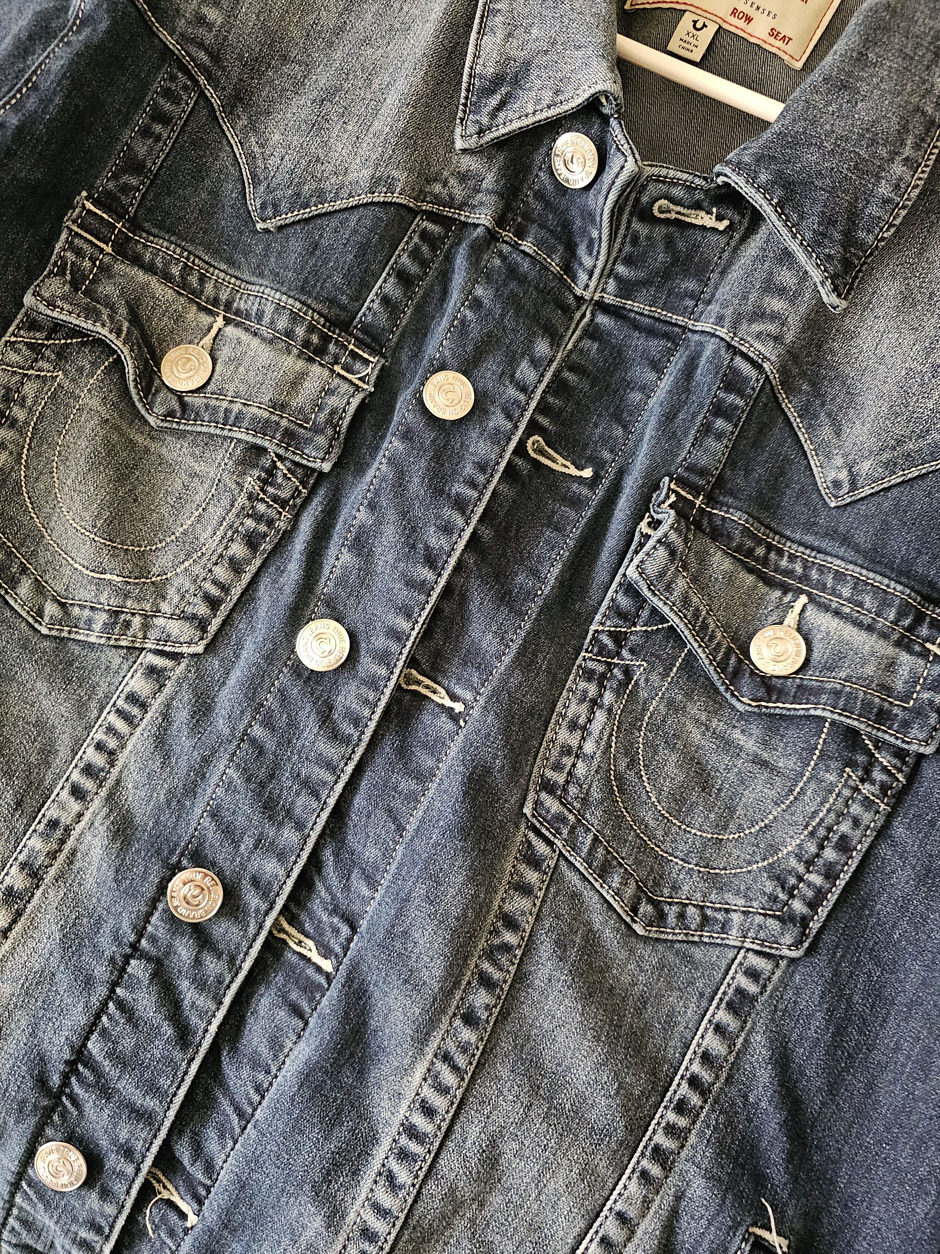 True Religion Red Horseshoe Blue Denim Jacket Size US XXL / EU 58 / 5 - 6 Thumbnail