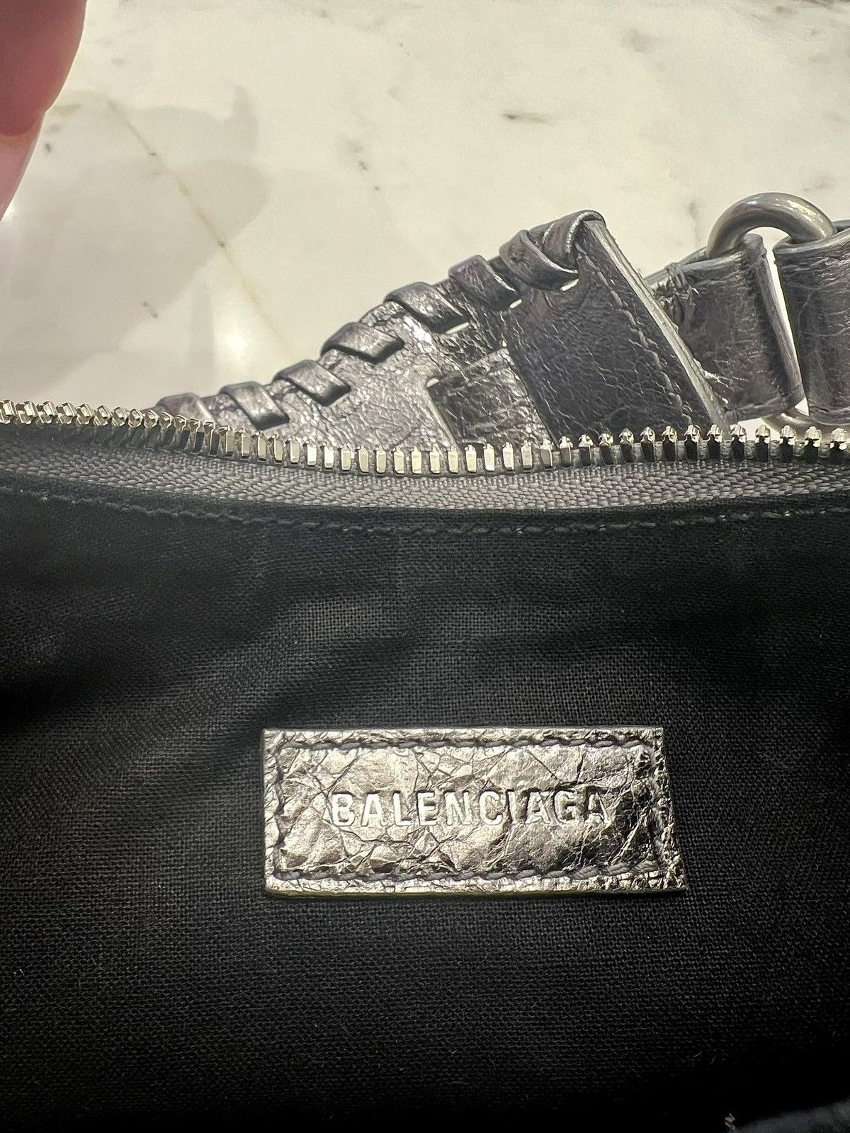 Balenciaga Balenciaga XS Le Cagole In Gunmetal/Silver Metallic Leather Size ONE SIZE - 5 Thumbnail