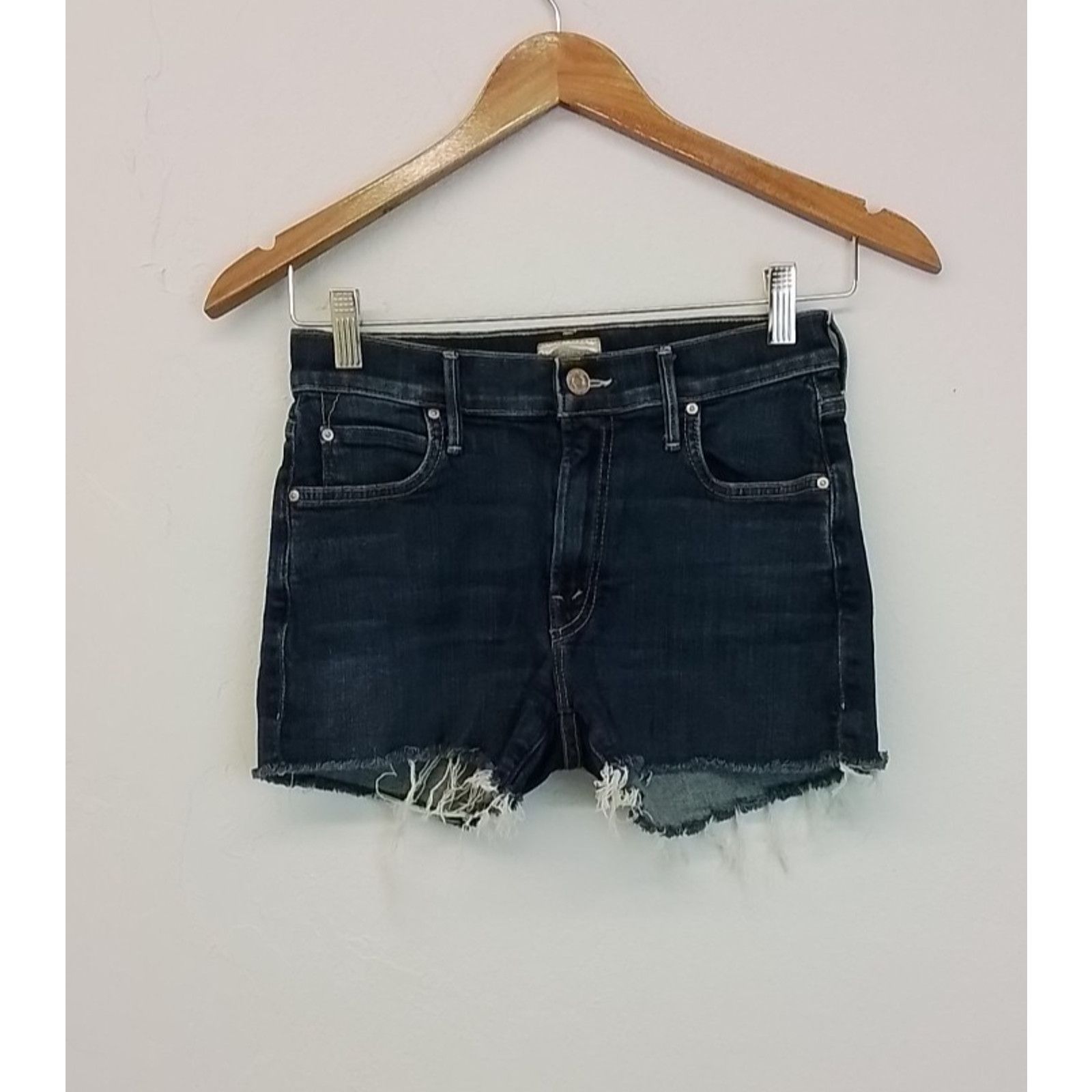 MOTHER Mother Charmer Shorts Women's 24 Dark Distressed 2" Inseam Size 24" / US 00 / IT 34 - 2 Thumbnail