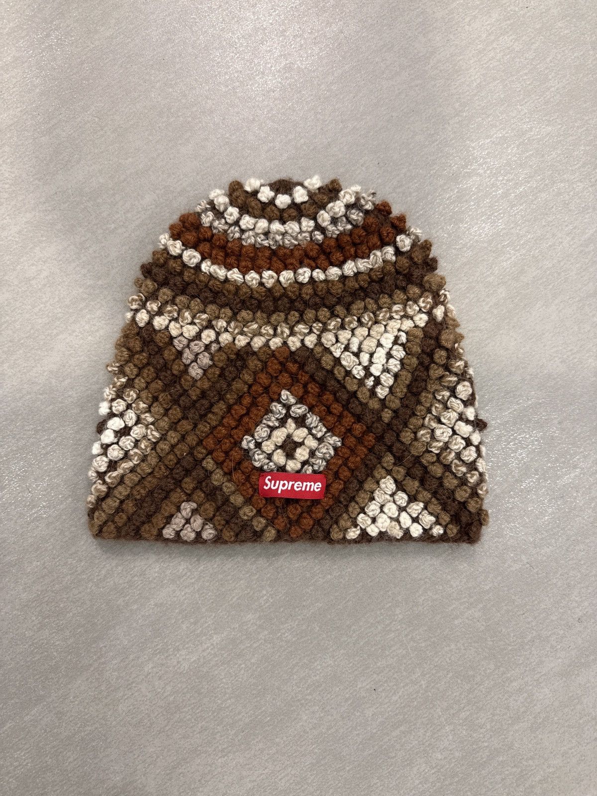Supreme Supreme Textured Knit Beanie Brown FW25 Size ONE SIZE - 1 Thumbnail