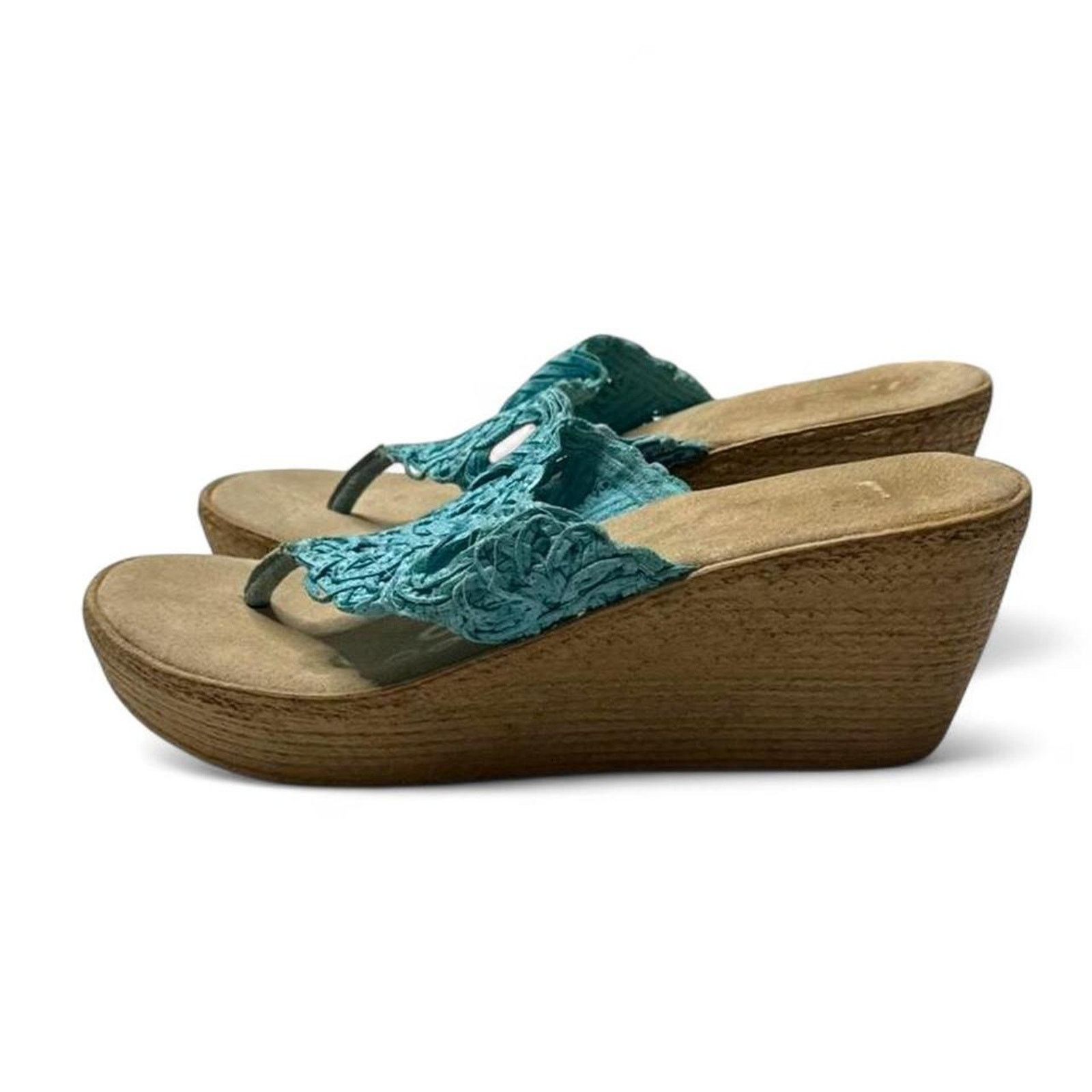 Other Reba Tropical Y2K Boho Summer 3” Wedge Sandals Size 8 1/2 Size US 8.5 / IT 38.5 - 3 Thumbnail