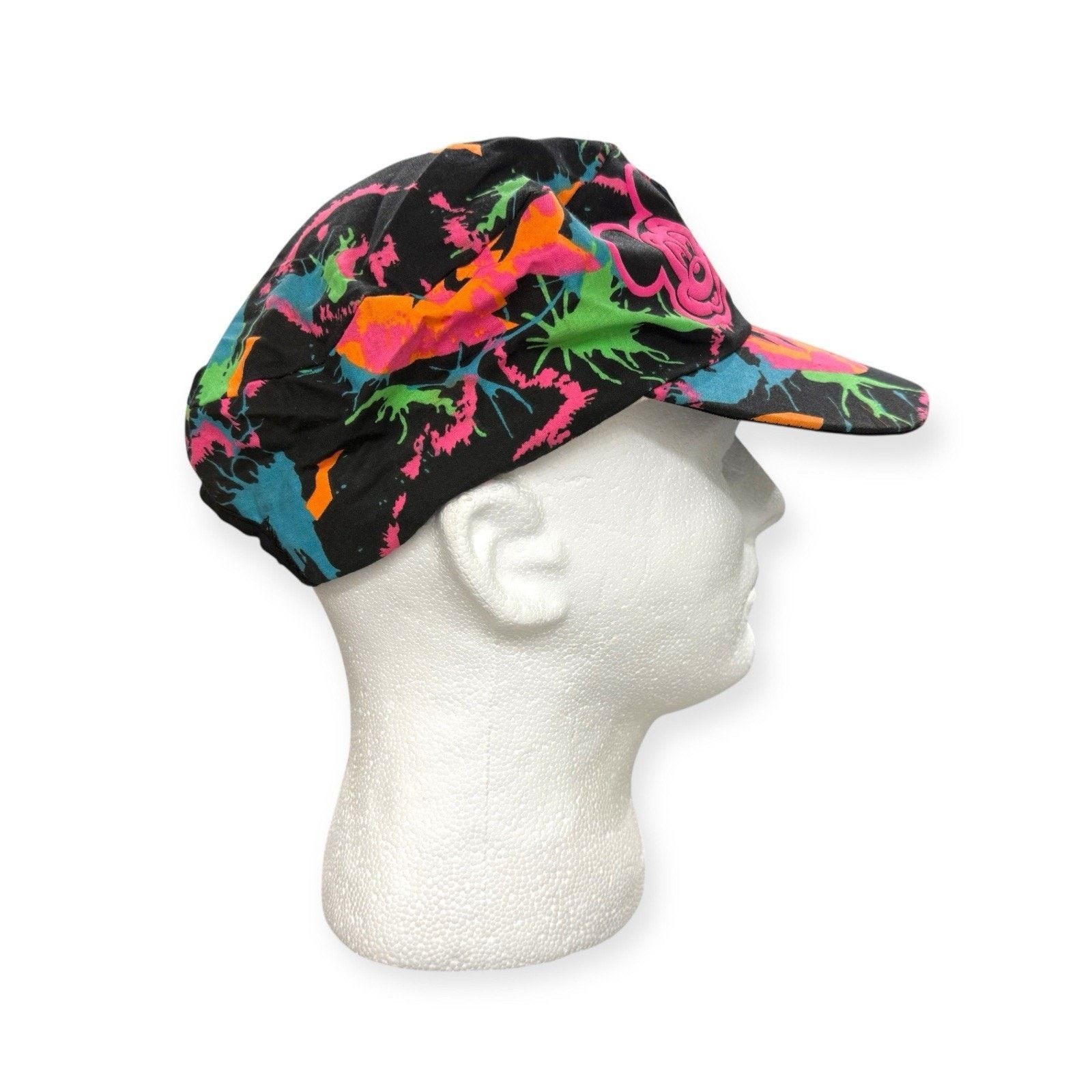 Disney MICKEY MOUSE: Vtg 1980s Neon Paint Splatter Painter Hat Size ONE SIZE - 5 Thumbnail