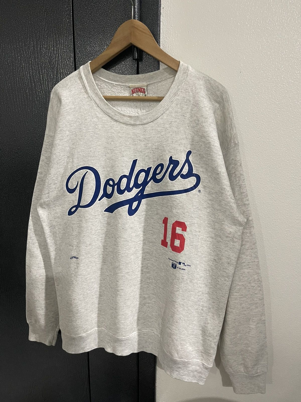 NBA Vintage 90s Dodgers Nutmeg Mills Nomo 16 MLB Sweatshirt Size US L / EU 52-54 / 3 - 3 Thumbnail