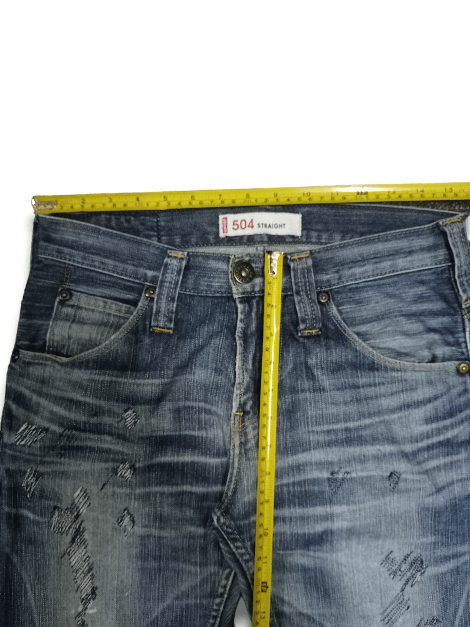 Levi's × Levi's Vintage Clothing Vintage 90s Levis 504 Blue Wash Distressed Rework Jeans Size US 31 - 10 Thumbnail