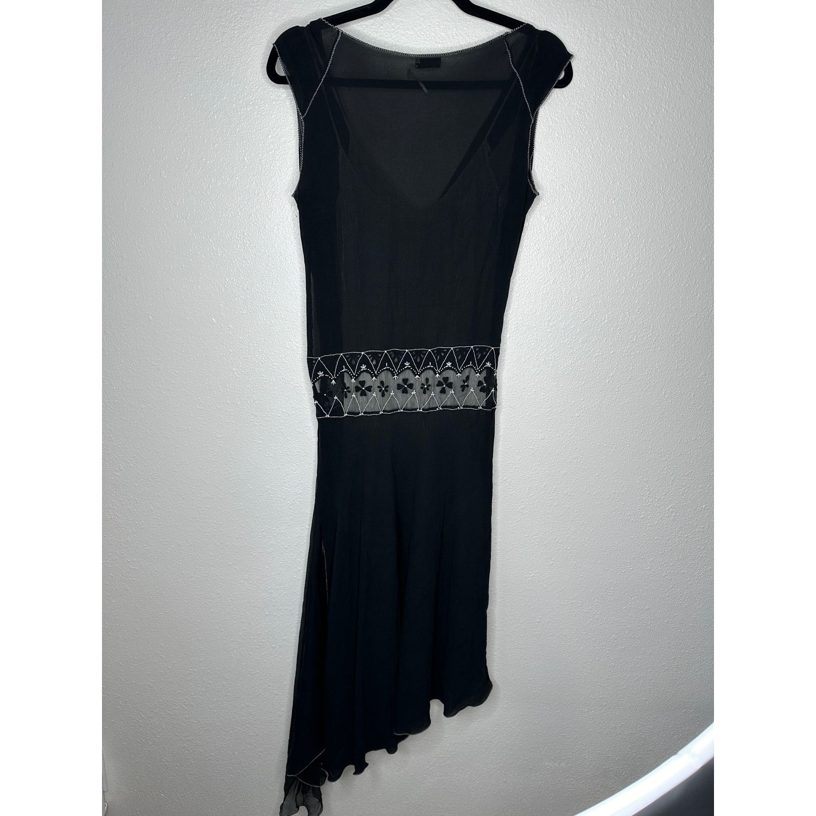 Other Max Studio Special Black Ivory Sheer Silk Embroidered Dress Size S / US 4 / IT 40 - 8 Thumbnail