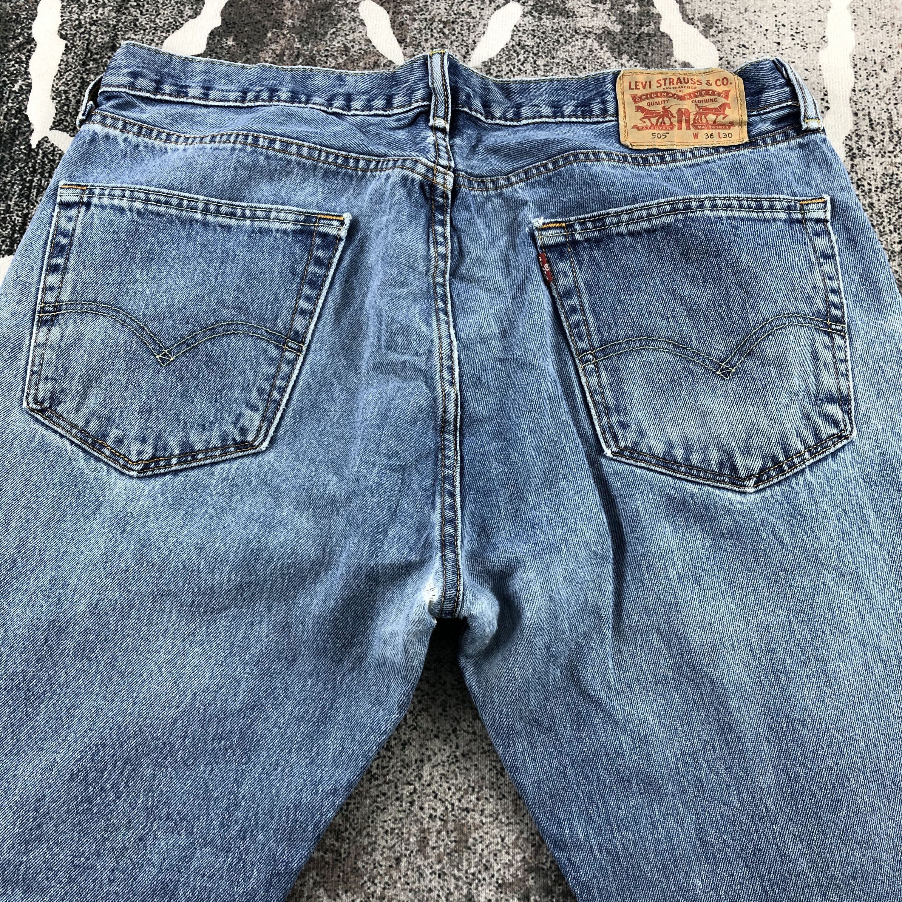Levi's Vintage Levis 505 Jeans Distress Faded Blue KJ1051 Size US 36 / EU 52 - 4 Thumbnail