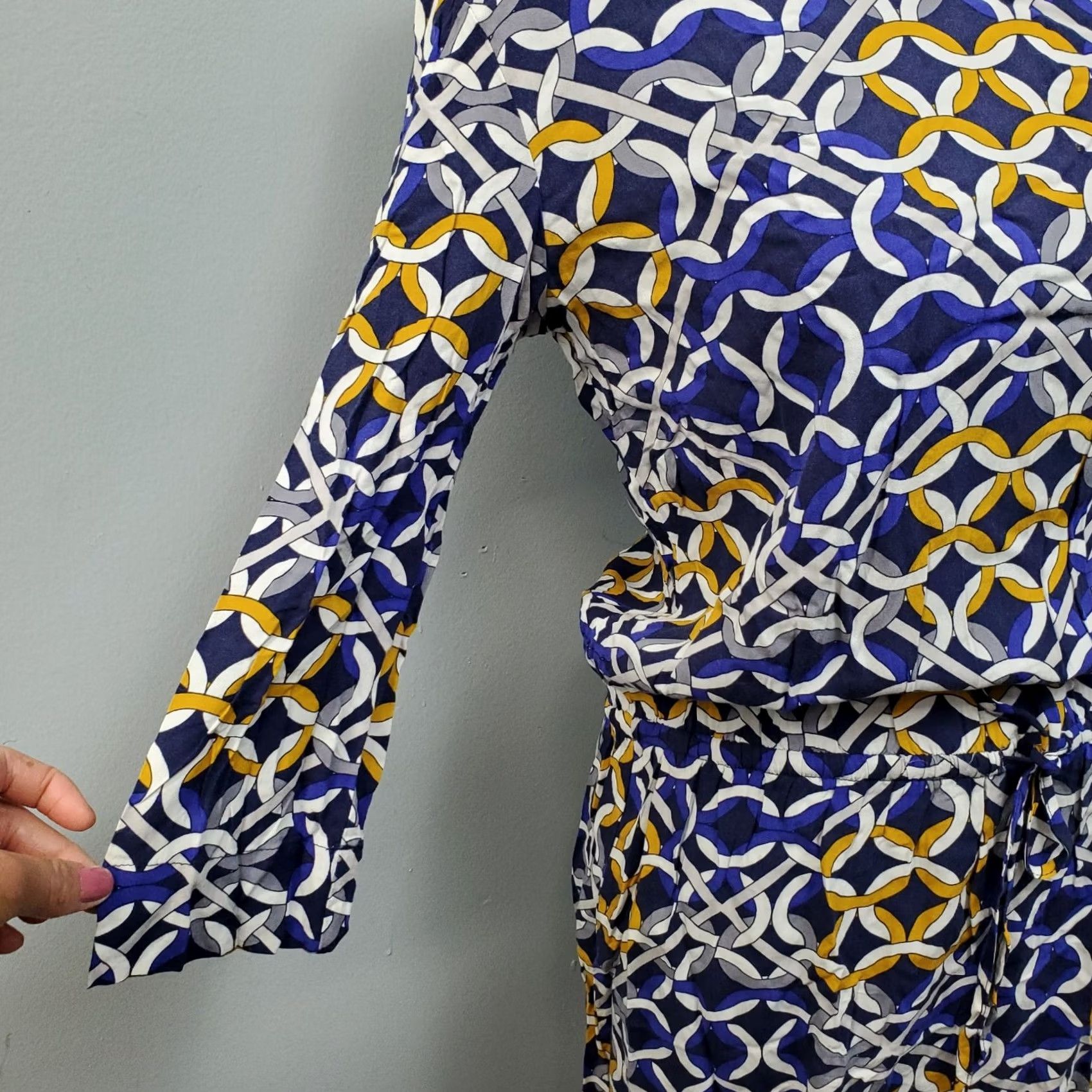 Banana Republic Banana Republic Mini Dress Women S Multicolor Geometric Boat Neck Cinch Tie Waist dress Size S / US 4 / IT 40 - 4 Thumbnail