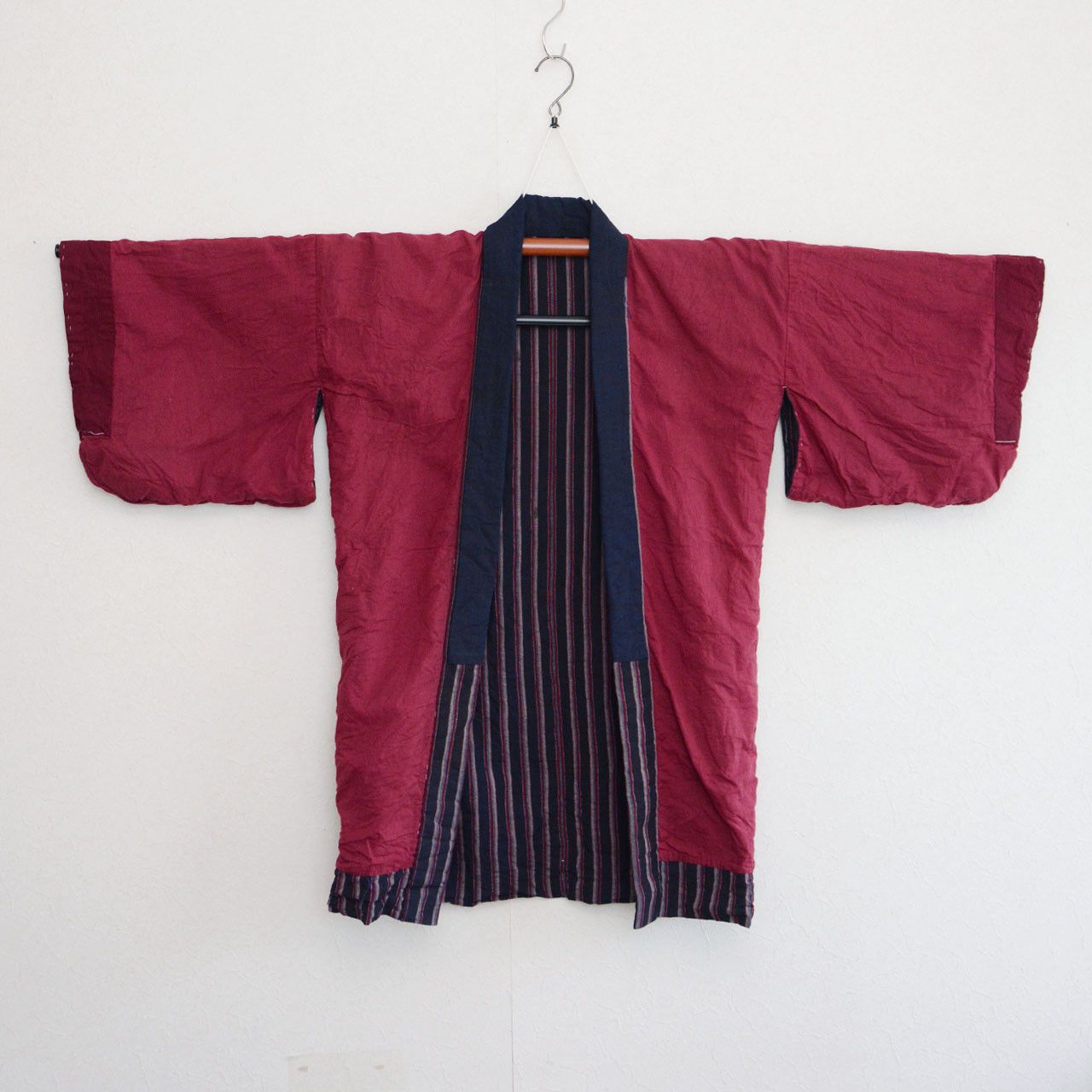 Other Vintage Japanese Noragi Jacket Indigo Collar Maroon Cotton Size US M / EU 48-50 / 2 - 4 Thumbnail
