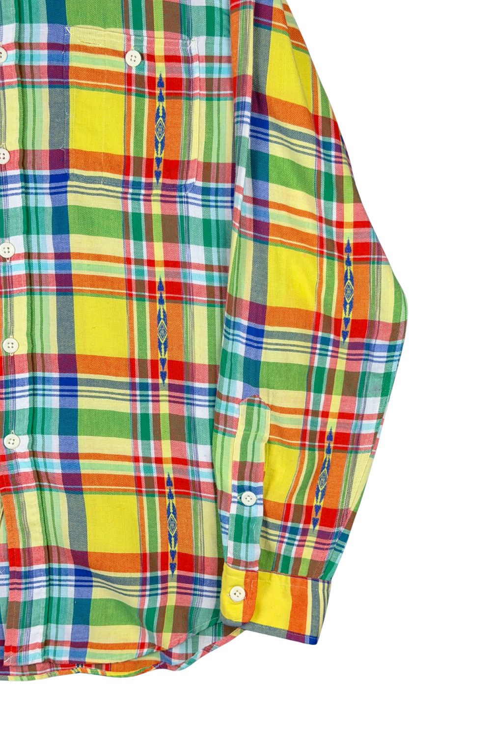 Polo Ralph Lauren SS01 PRL Multicolor Madras Plaid Shirt with Woven Motifs Size US M / EU 48-50 / 2 - 7 Thumbnail