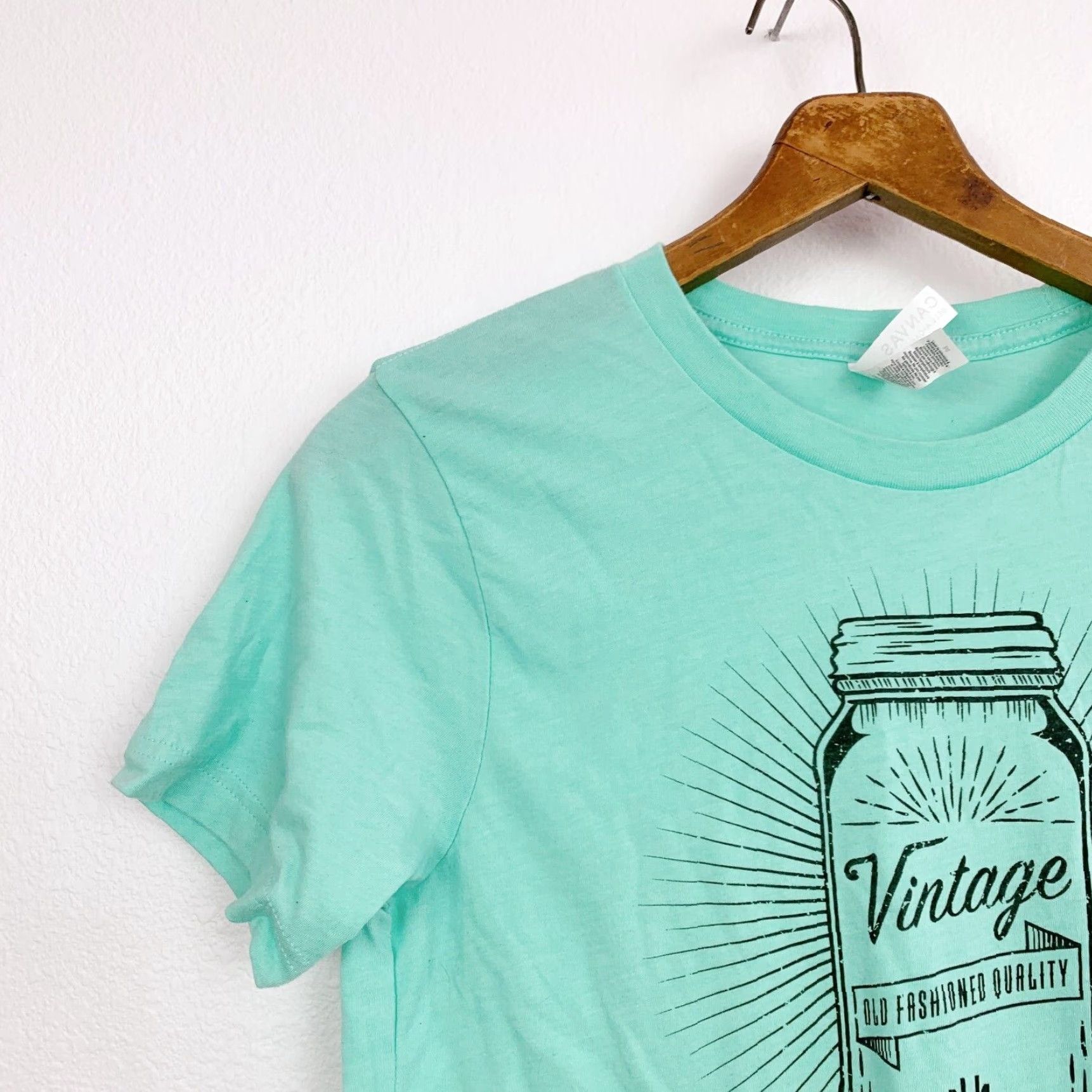 Vintage Bella Canvas Ideal Goods Vintage Mason Jar Label Green Short Sleeve T-Shirt M Women) Shirt Women M Green 90s Size M / US 6-8 / IT 42-44 - 2 Thumbnail