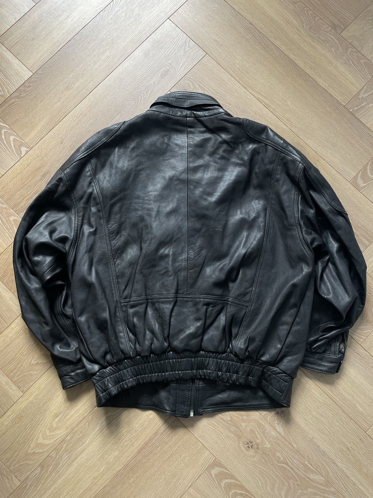 Vintage Vintage Y2k Black Real Leather Zip Bomber Jacket Avant Garde Size US XL / EU 56 / 4 - 7 Thumbnail