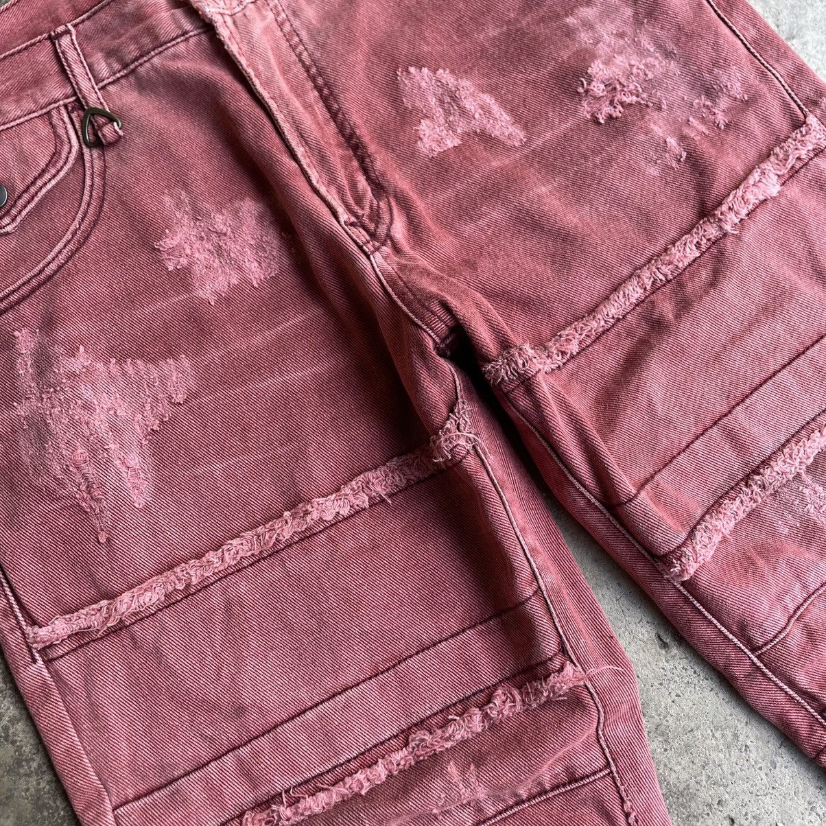 semanticdesign 🔥🇯🇵Semantic Design Emo Rock Gothic Bikers Maroon Denim Jeans Size US 33 - 8 Thumbnail