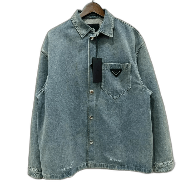 Prada Prada Light Wash Distressed Denim Jacket Size US L / EU 52-54 / 3 - 1 Thumbnail