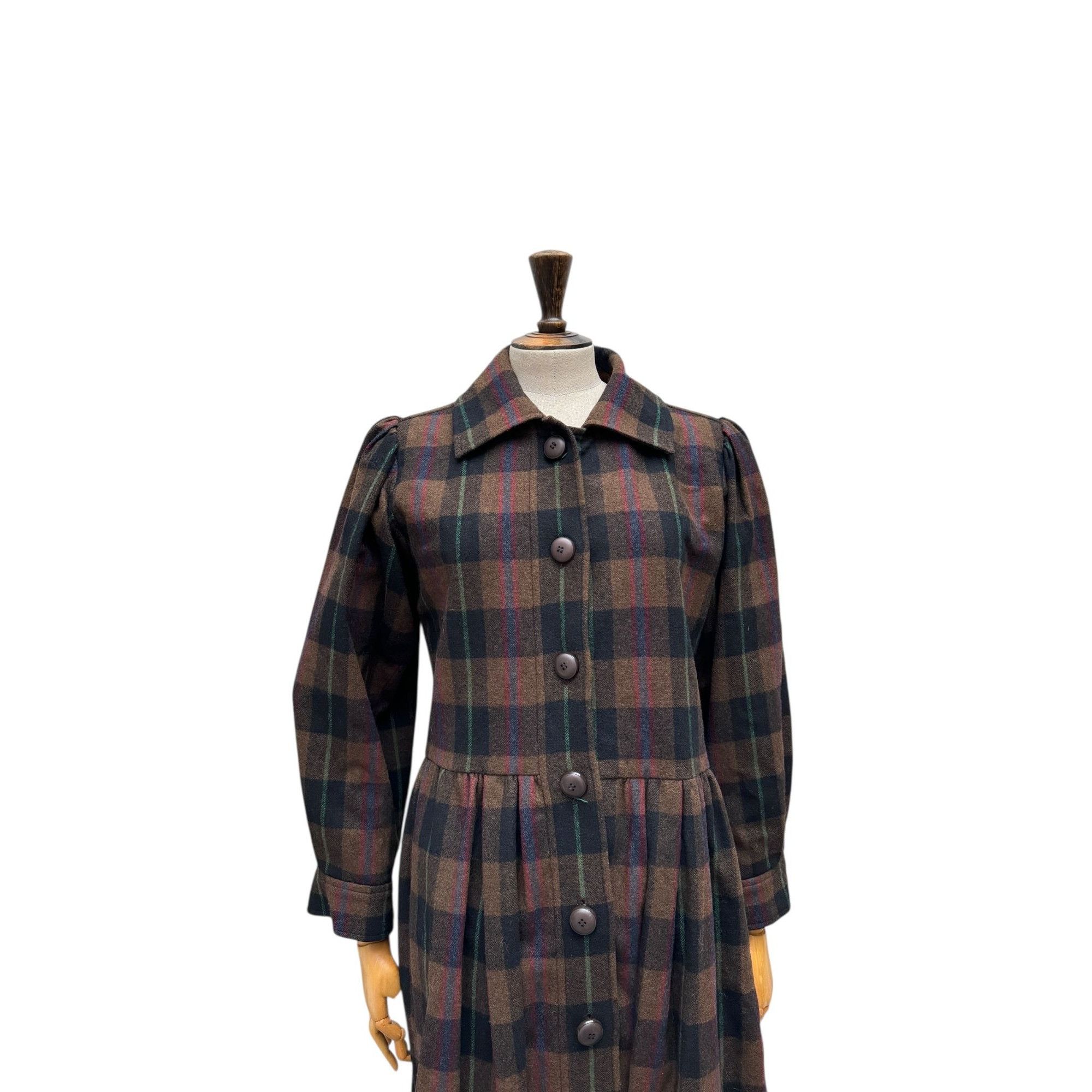 Yves Saint Laurent FW 1976 Brown & Black Checkered Plaid Wool Coat Size M / US 6-8 / IT 42-44 - 2 Thumbnail