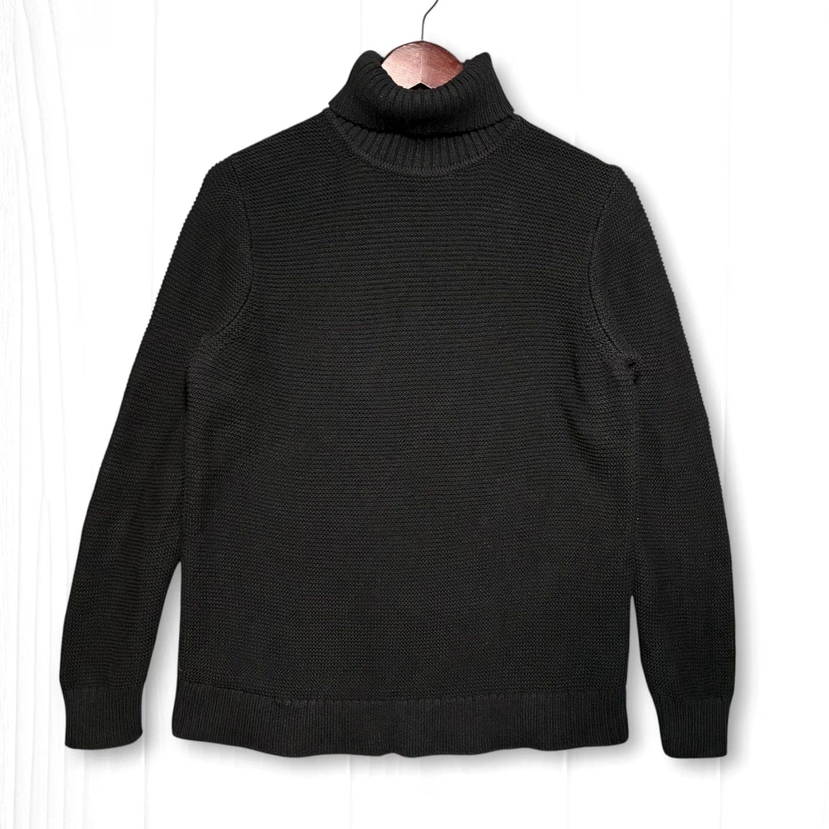 J.Crew J. Crew Black Textured Knit Turtleneck Sweater Women's M Long Sleeve Pullover Casual Knitwear Size M / US 6-8 / IT 42-44 - 2 Thumbnail