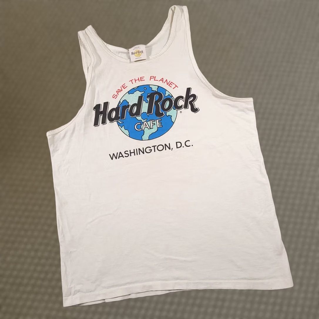 Hard Rock Cafe VINTAGE Hard Rock Cafe Washington DC Tank Top Shirt Adult Large White Made in USA Size US L / EU 52-54 / 3 - 1 Thumbnail