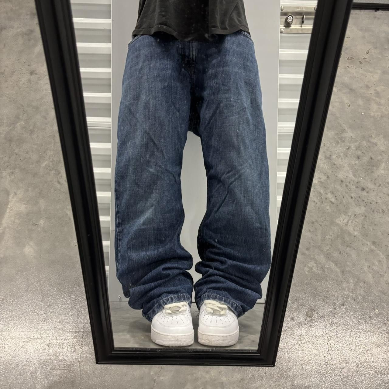 Japanese Brand × Vintage Vintage Y2K Baggy Dark Wash Loose Skater Style Denim Jeans! Size US 33 - 1 Thumbnail
