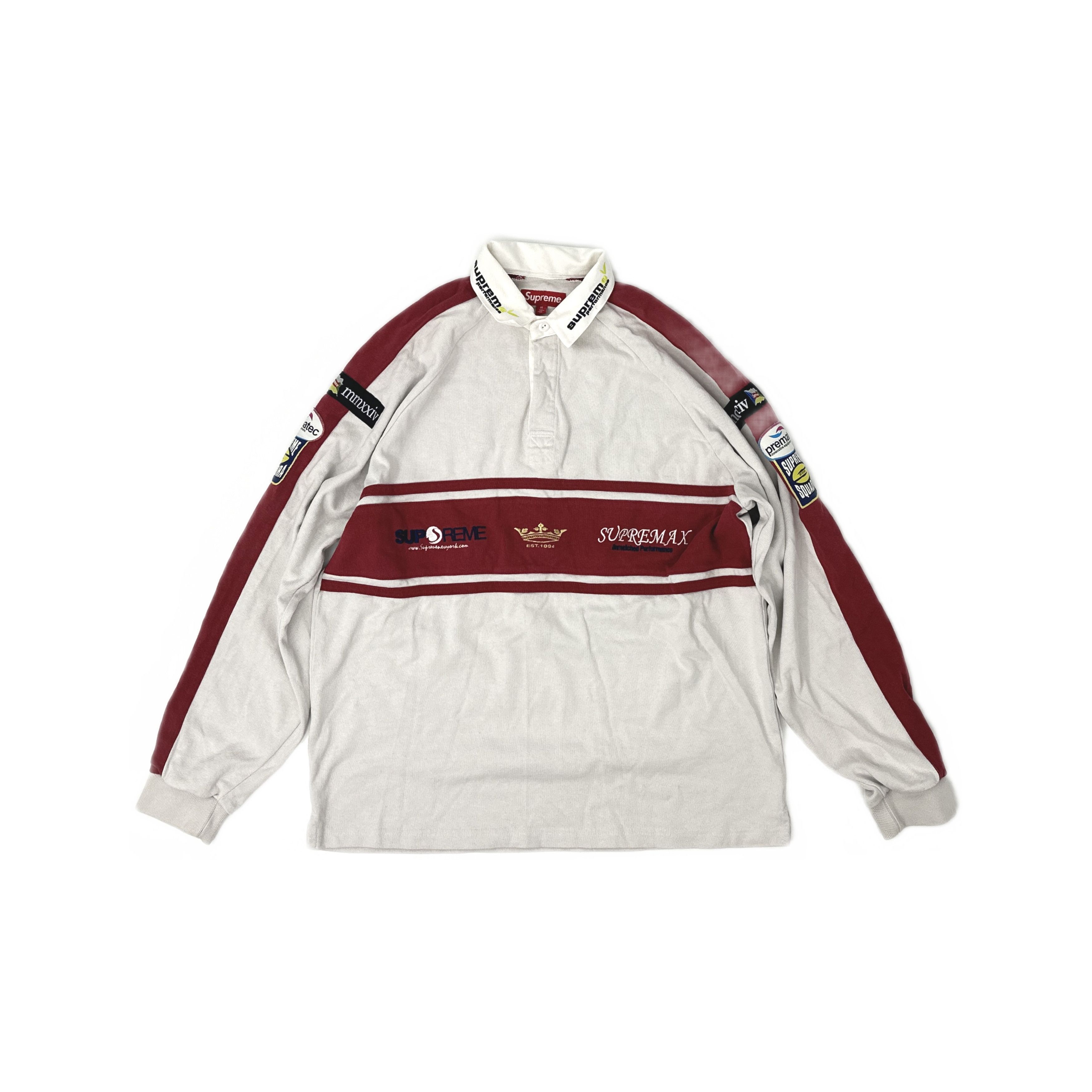Supreme Supreme Chest Stripe Rugby Polo White Red Sz XL New | Grailed