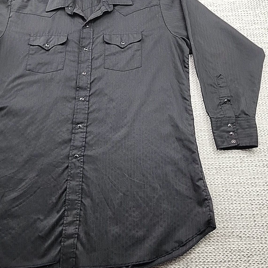 Vintage VINTAGE Panhandle Slim Pearl Snap Shirt 18-36 Black Striped Western USA Made Cowboy Shirt Mens Regular 100% Cotton Size US XXL / EU 58 / 5 - 2 Thumbnail