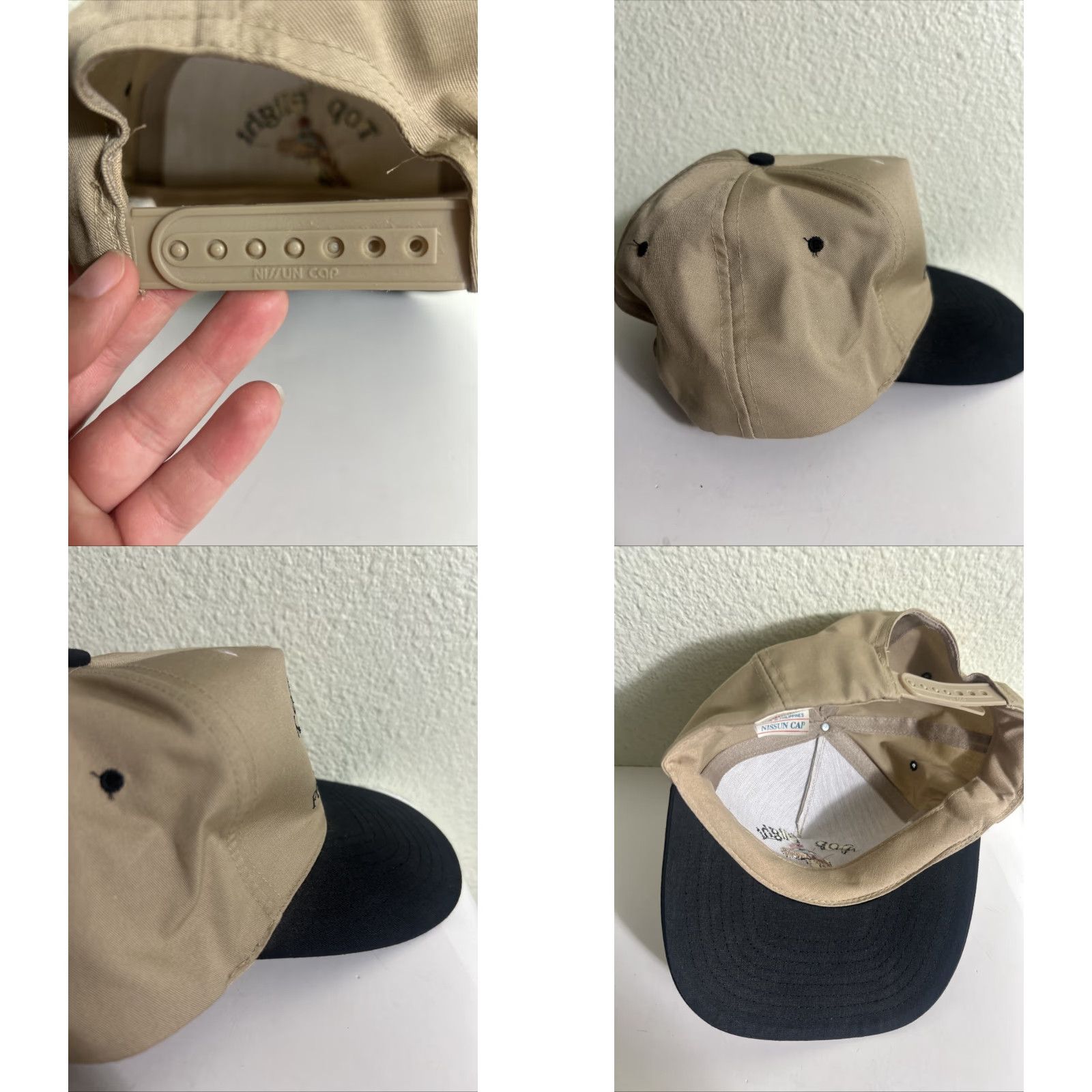 J Brand VINTAGE Nissin Brand Snapback Hat Beige Black Top Flight Pheasants Men Adjustable Beige Black Hat Snapback Men Size US M / EU 48-50 / 2 - 9 Thumbnail