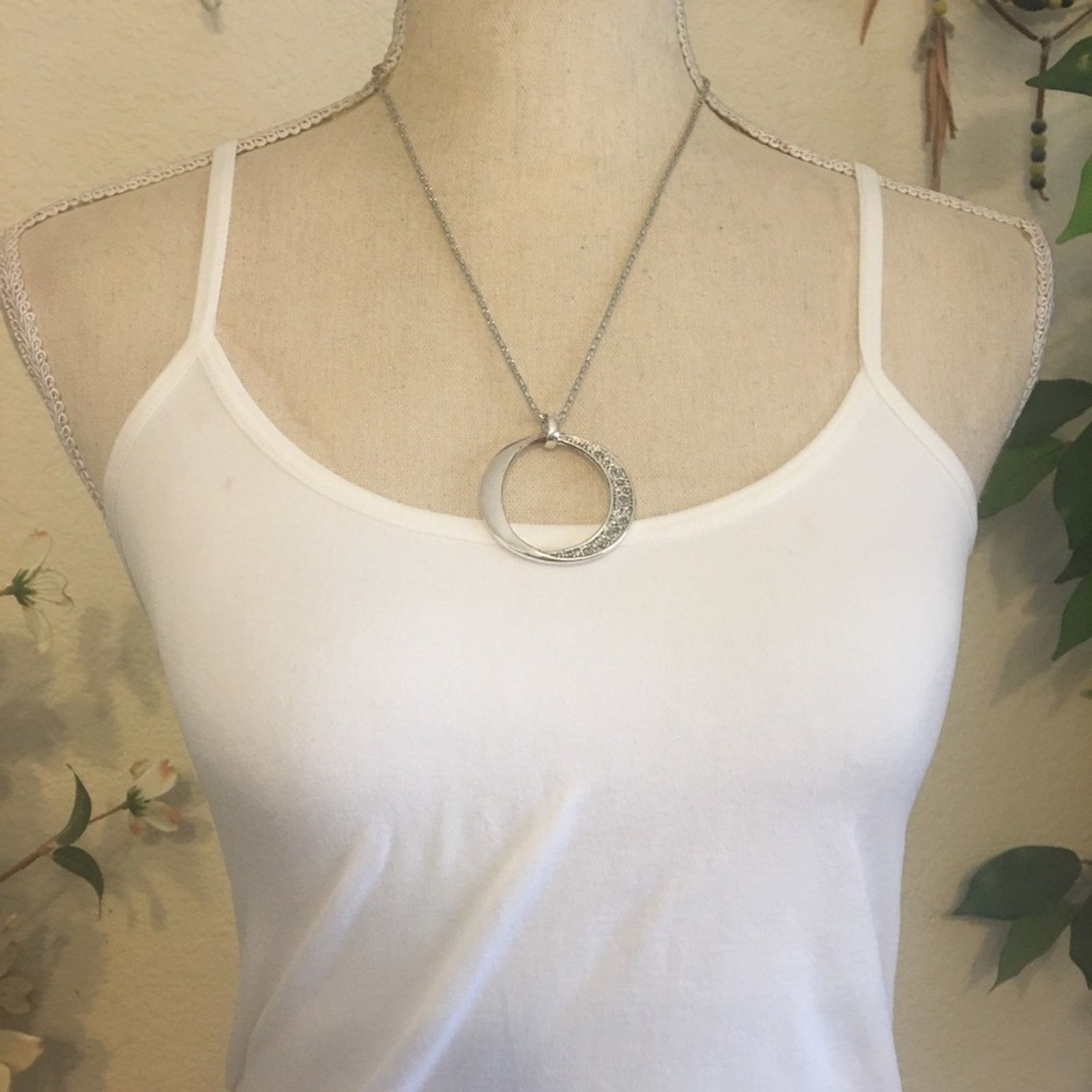 Vintage Vintage smoky stone silver pendant on chain Size ONE SIZE - 3 Thumbnail