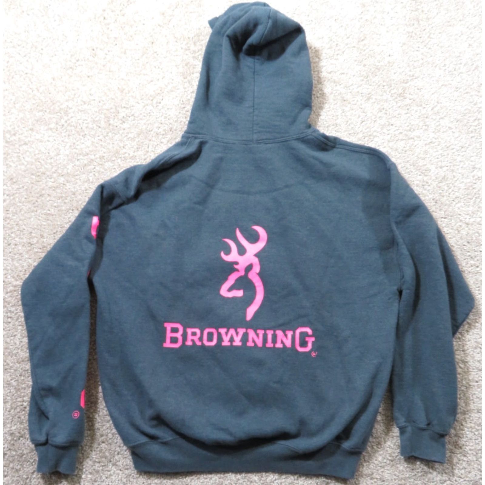 Vintage Browning Buckmark Pink Women's L Country Hoodie Pullover Sweatshirt Long Sleeve Hooded Pockets Graphic Print Logo Casual Americana Western Size L / US 10 / IT 46 - 5 Thumbnail