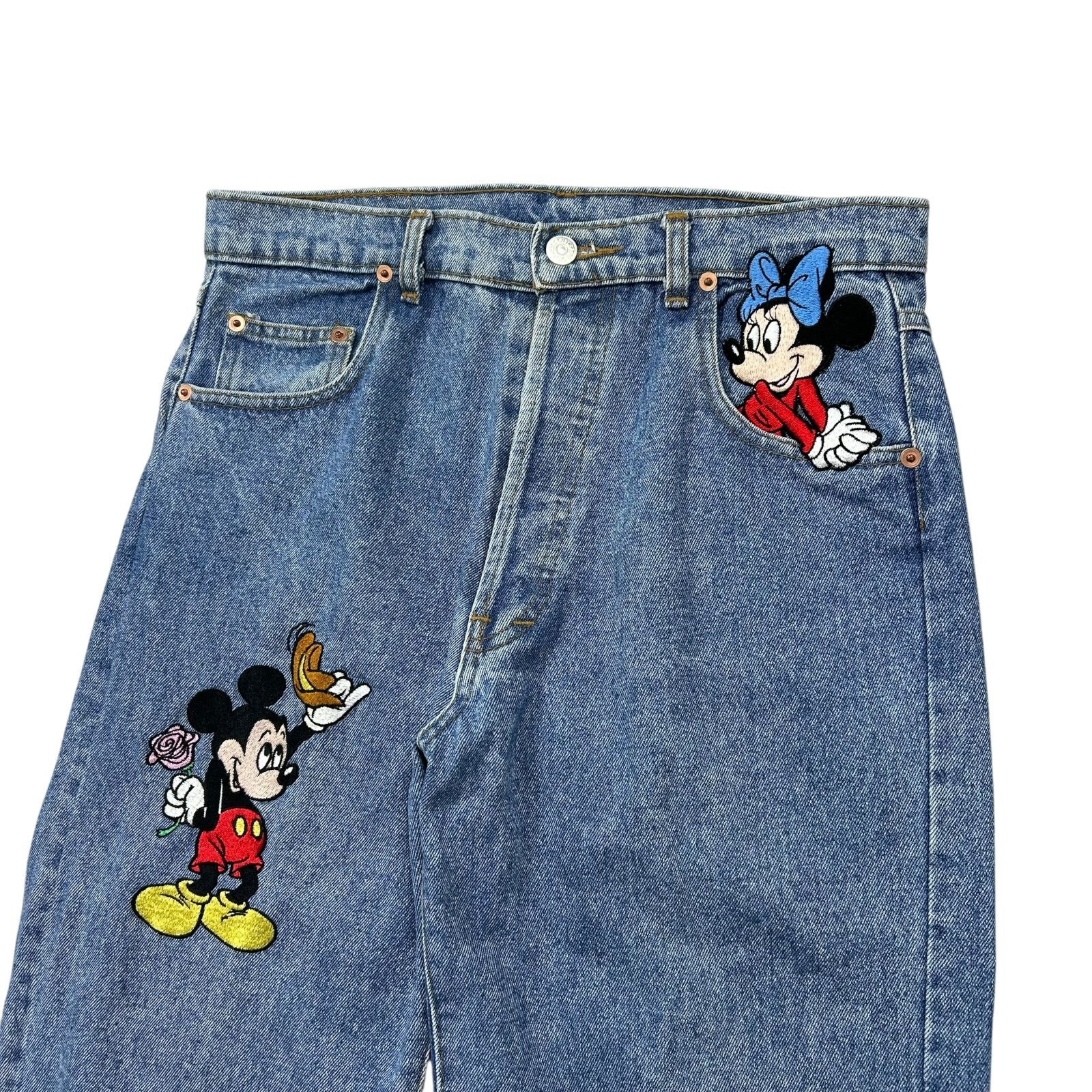 Disney VTG 90s DISNEY MICKEY MINNIE TOO CUTE DENIM JEAN PANTS M Size US 30 / EU 46 - 3 Thumbnail