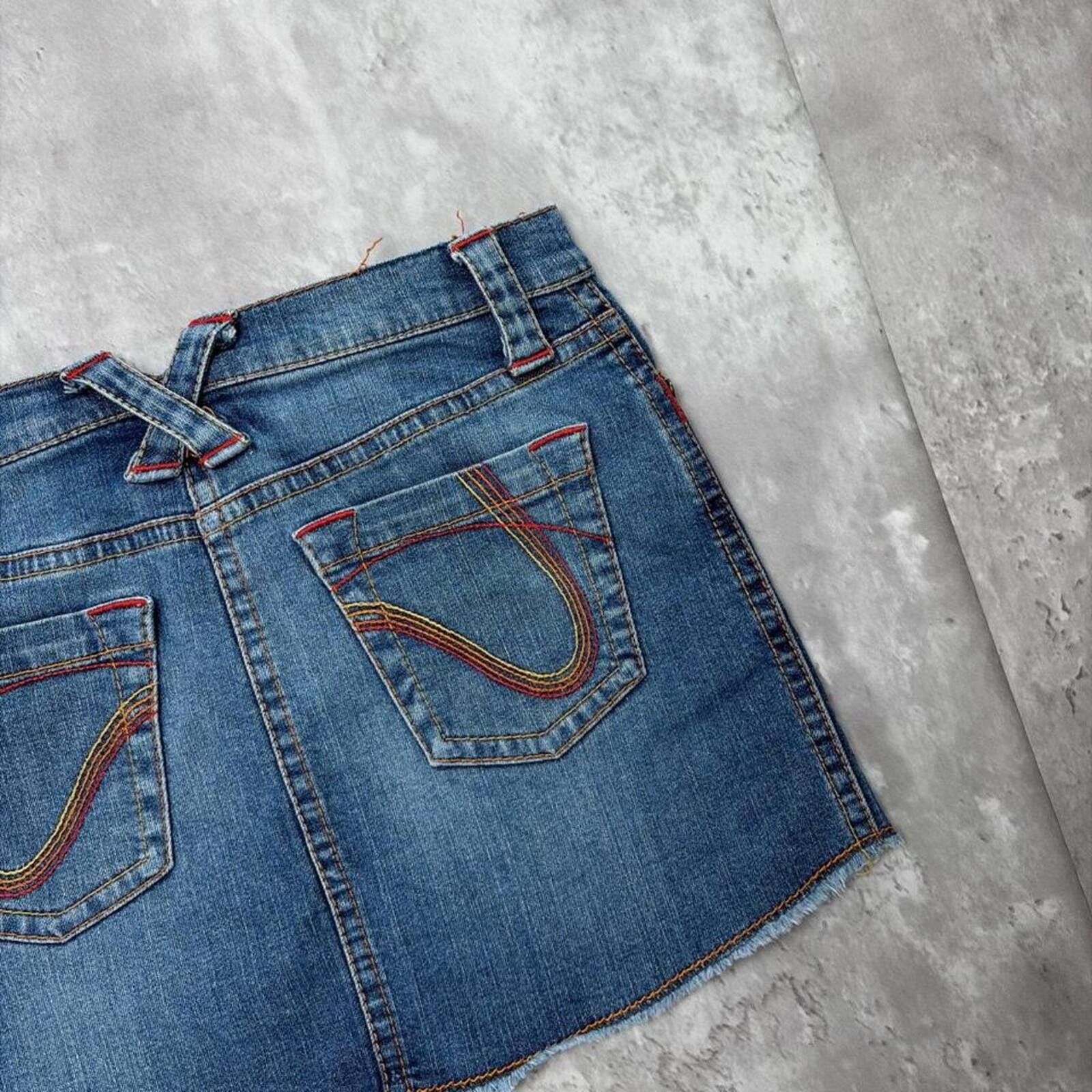 Tommy Hilfiger Y2K Blue Tommy Jeans Grunge Gothic Midi Denim Skirt Size 27" / US 4 / IT 40 - 3 Thumbnail