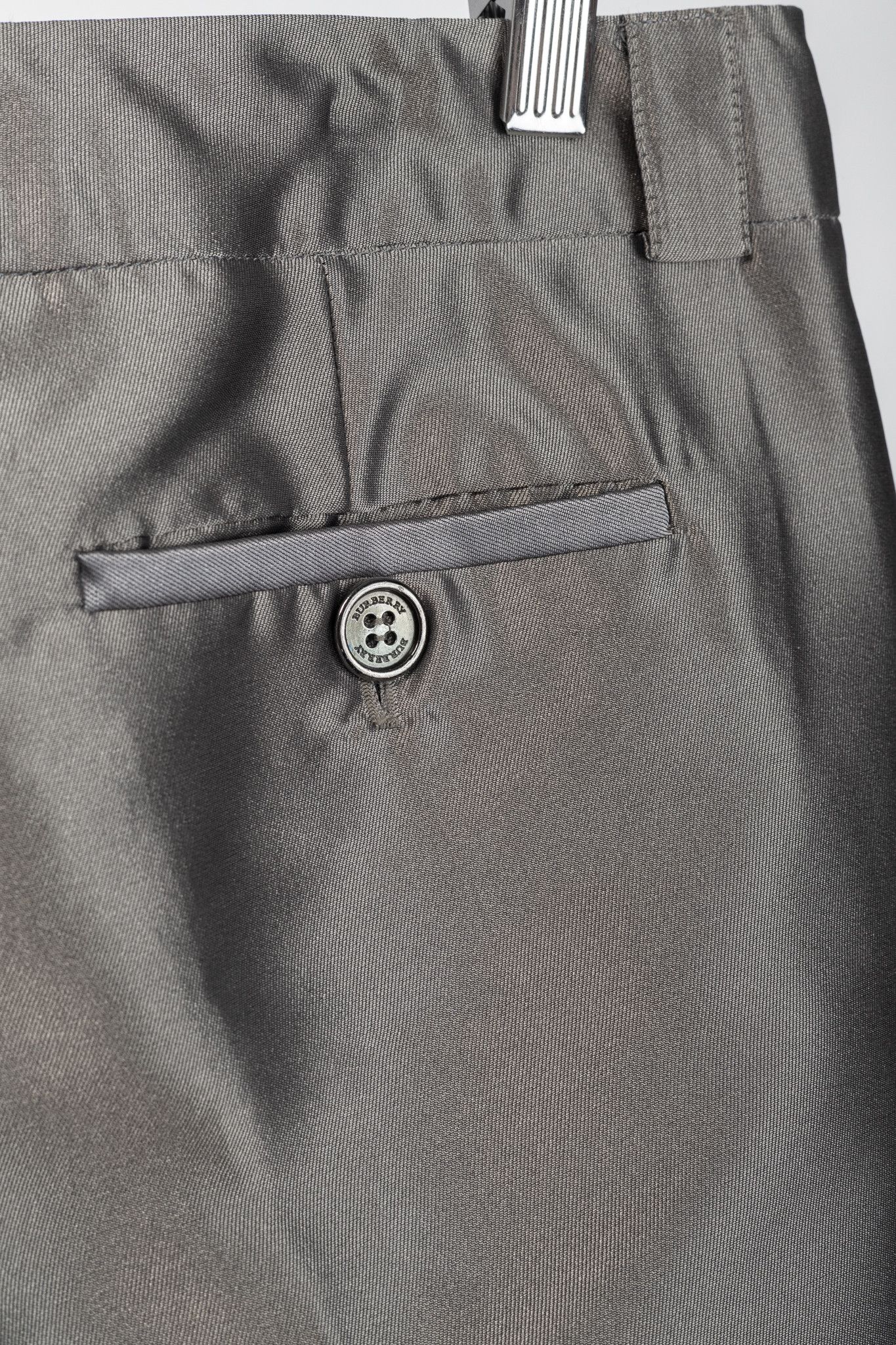 Burberry Burberry Grey Silk-Blend Taffeta Flared Trousers Size 28" / US 6 / IT 42 - 8 Thumbnail
