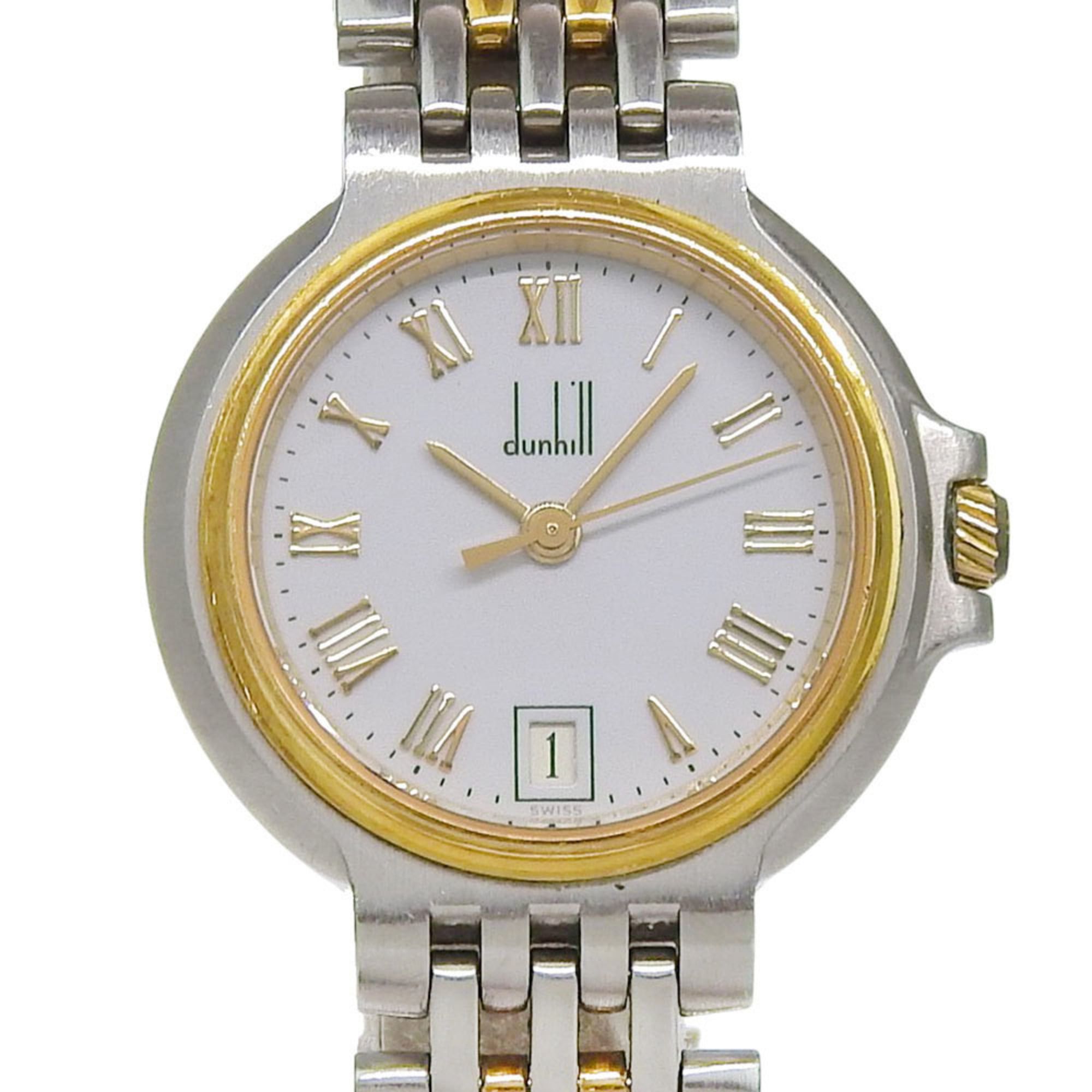 Alfred Dunhill Dunhill Elite Date White Dial 18K Yellow Gold Stainless Steel 40.7g Quartz Battery Approx. 27mm Women's Watch Size ONE SIZE - 1 Thumbnail
