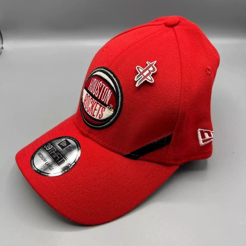 New Era Houston Rockets Hat Men M-L Red Stretch Fitted Cap New Size ONE SIZE - 2 Thumbnail
