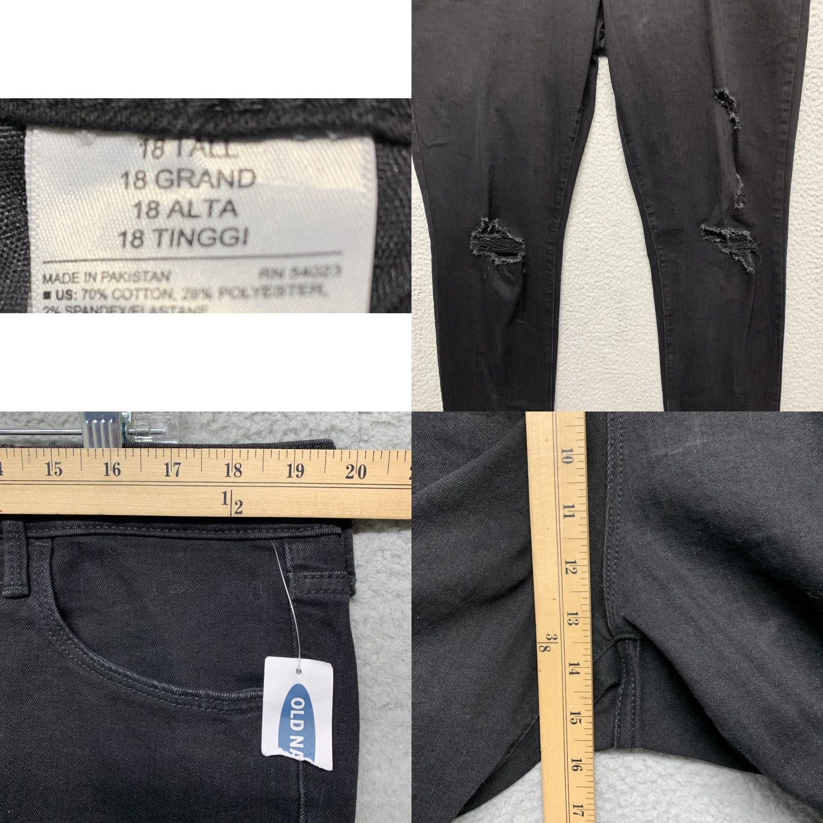 Old Navy Old Navy Womens Black Jeans Sz 18 Slim Straight Stretch High Rise Distressed NWT Size 40" / US 18 - 8 Thumbnail