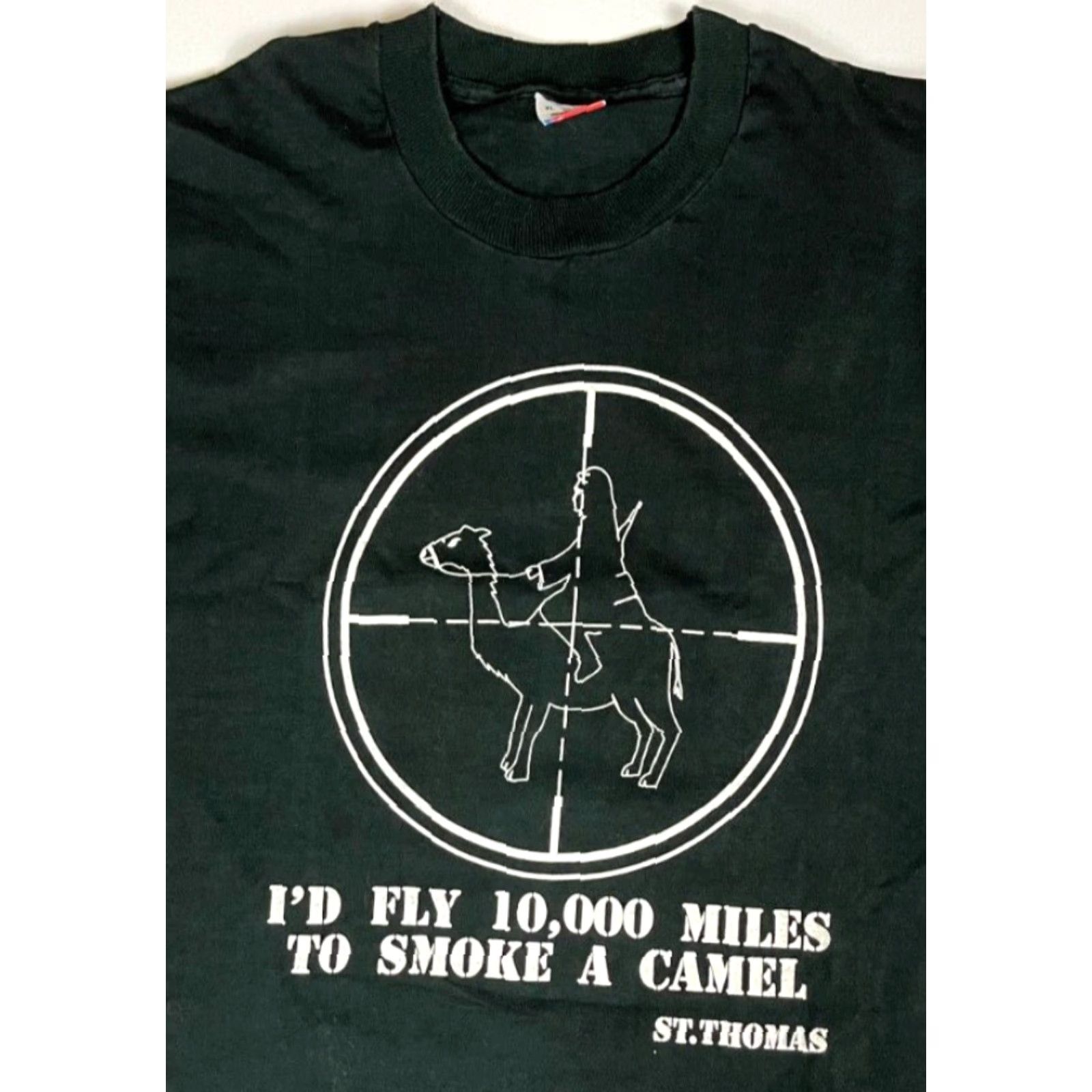 Fruit Of The Loom VINTAGE Fruit of the Loom Military T-Shirt Men XL Black 90s 100% Cotton Short Sleeve Crew Neck 1990s Desert Storm Man G Size US XL / EU 56 / 4 - 3 Thumbnail