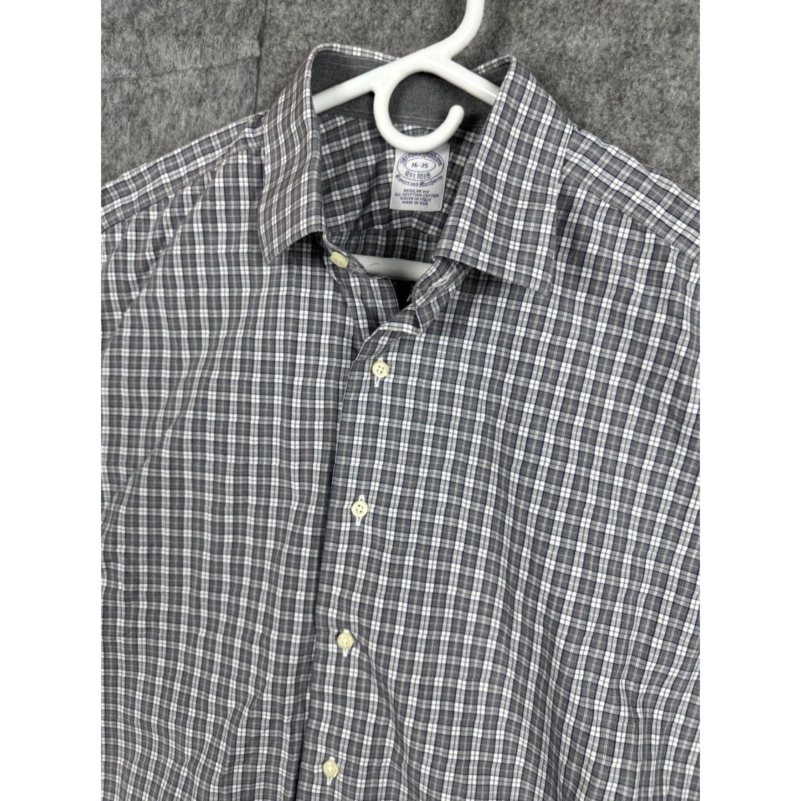 Brooks Brothers VINTAGE Brooks Brothers Shirt Men 16-35 Gray Plaid Button Up Woven USA Dress Shirt Collared Spread Long Sleeve 100% Egyptian Cotton Regular Size US L / EU 52-54 / 3 - 2 Thumbnail
