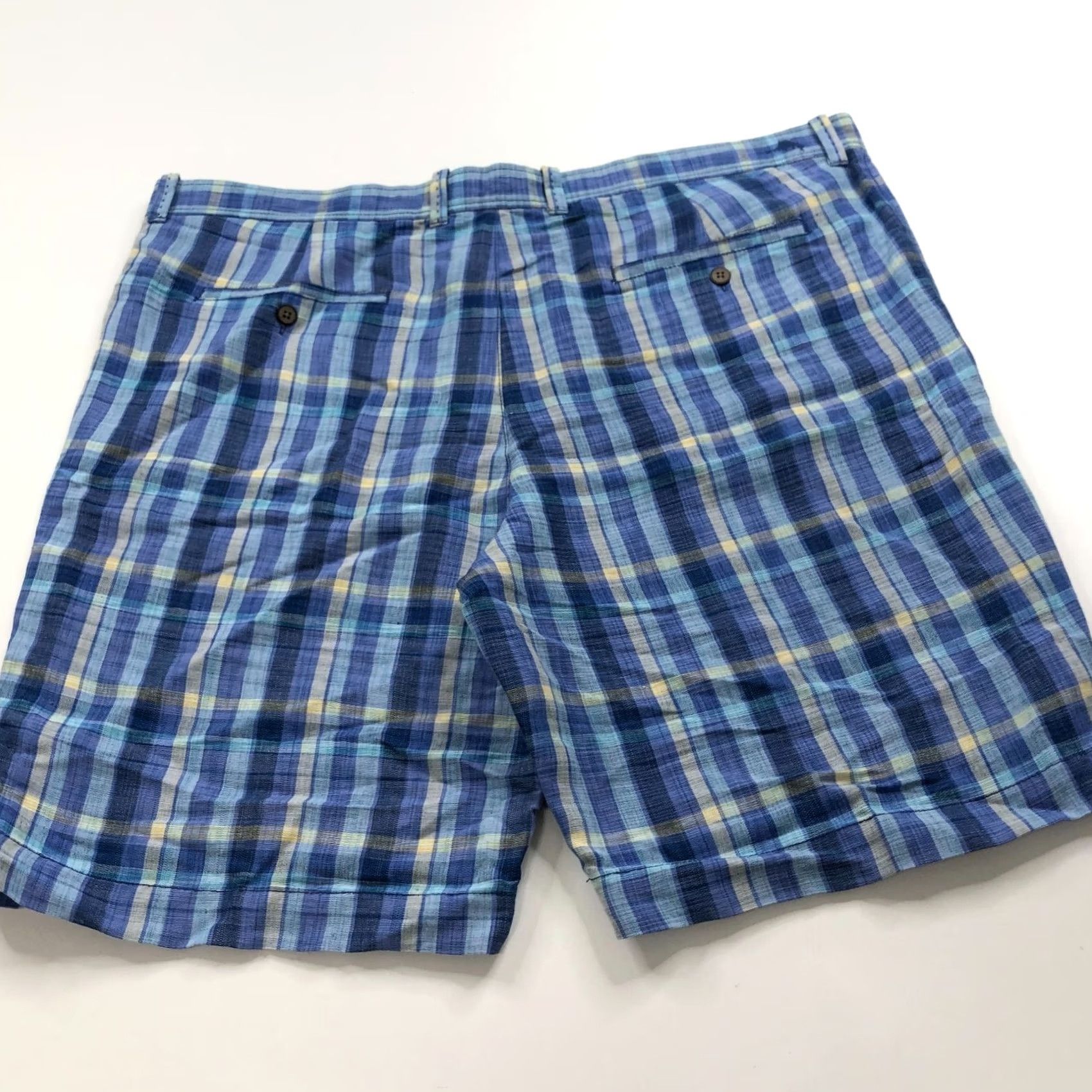Tommy Bahama VINTAGE Tommy Bahama 42 (Fit 44W) Linen Blend Flat Front Chino Plaid 10" Shorts Blue Size US 44 / EU 60 - 5 Thumbnail