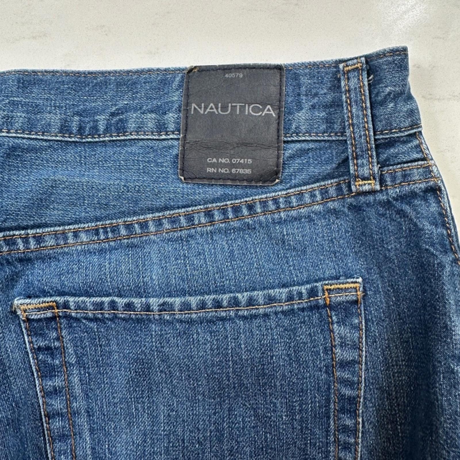 Nautica Nautica Jeans Mens 33x30 Blue Relaxed Fit Straight Medium Size US 33 - 3 Thumbnail