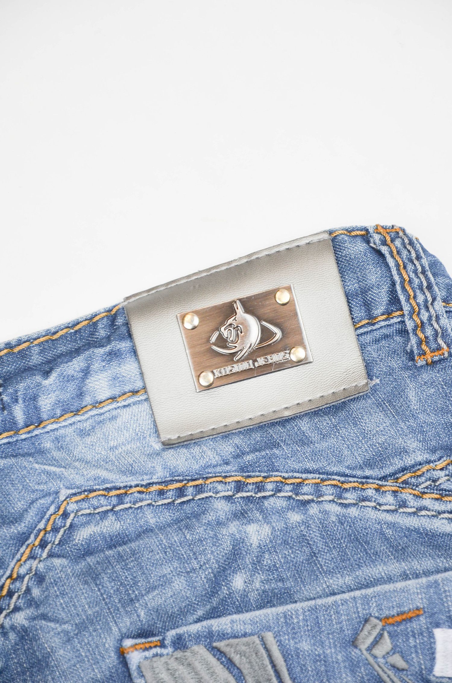 Japanese Brand Kosmo Lupo Y2K Distressed Panel Denim Jeans - Size 32 Size US 32 / EU 48 - 13 Thumbnail